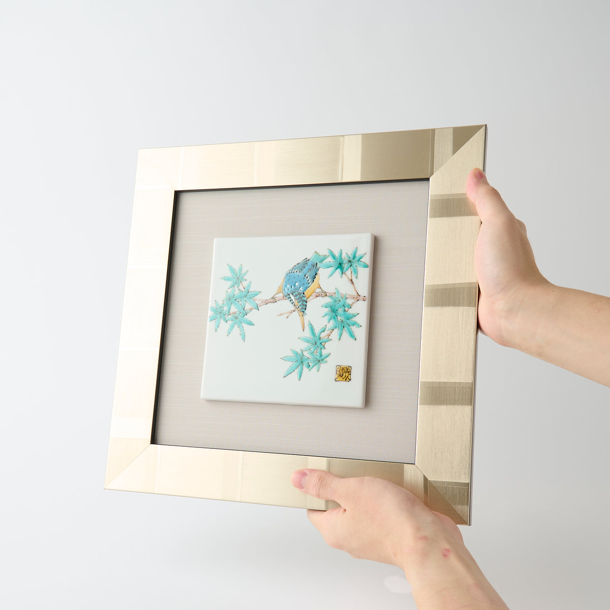 Kingfisher and Maple Porcelain Plaque