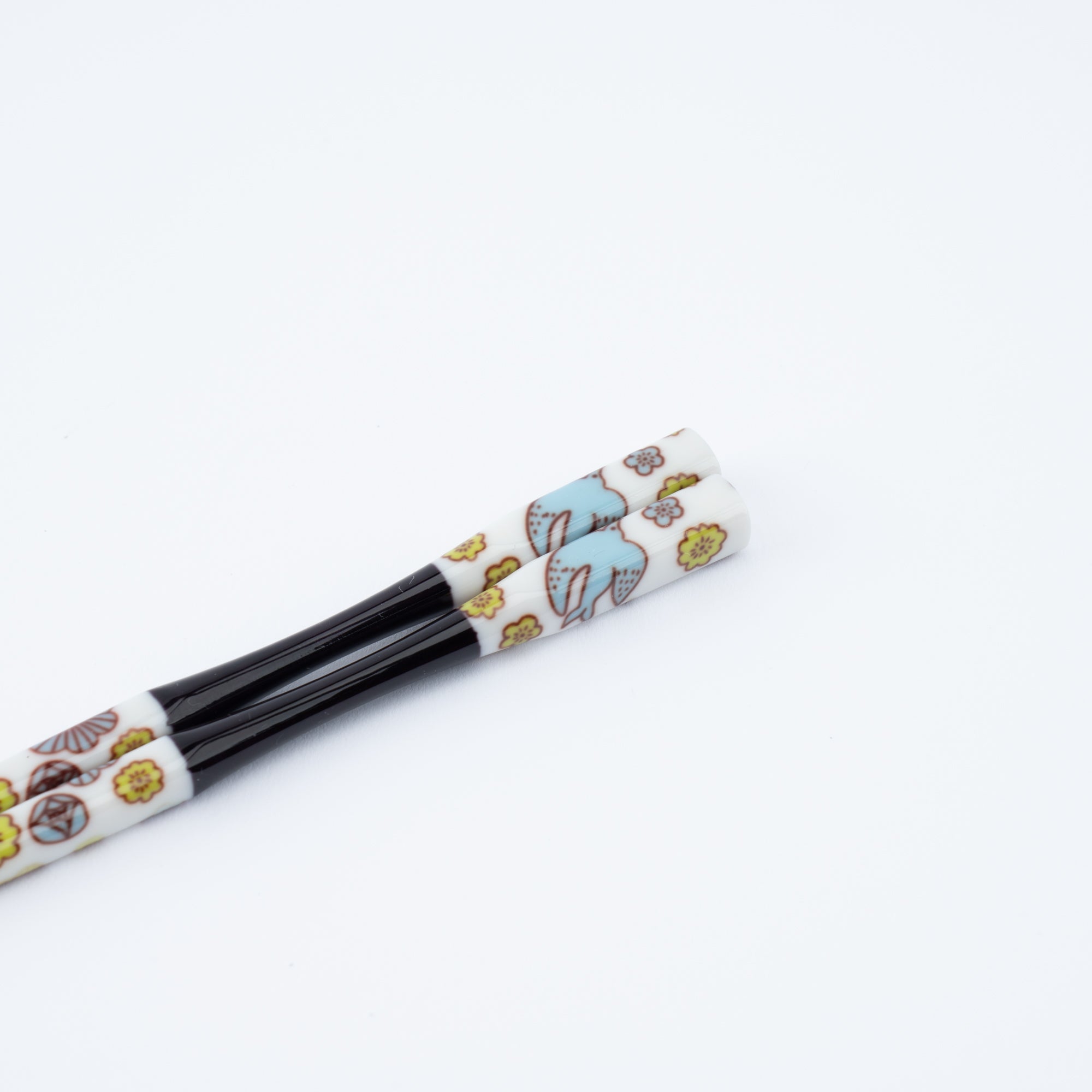 Pink and Blue Flowers Chopsticks Pair Set with Chopstick Rests