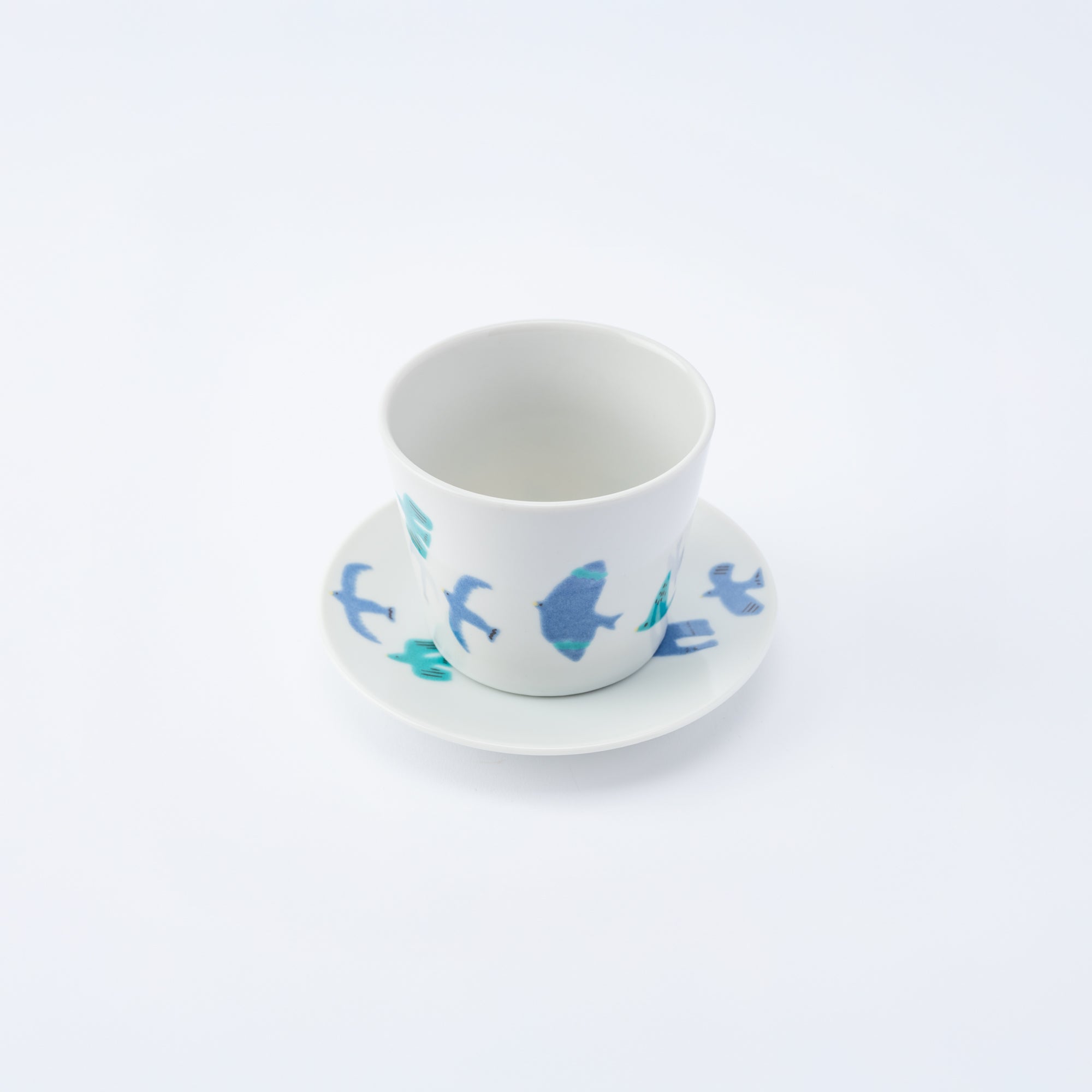 Playful Blue Japanese Cup & Saucer