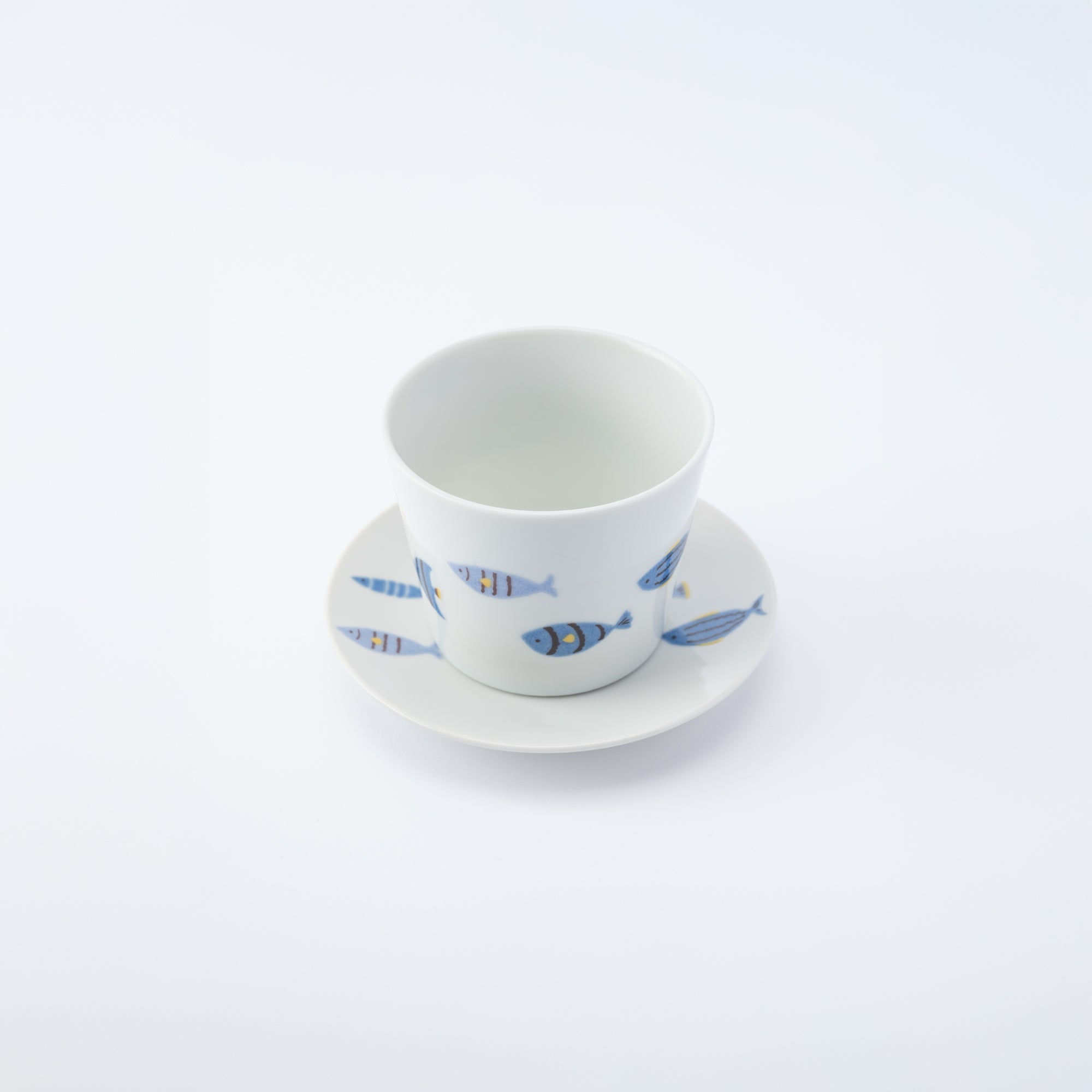 Playful Blue Japanese Cup & Saucer