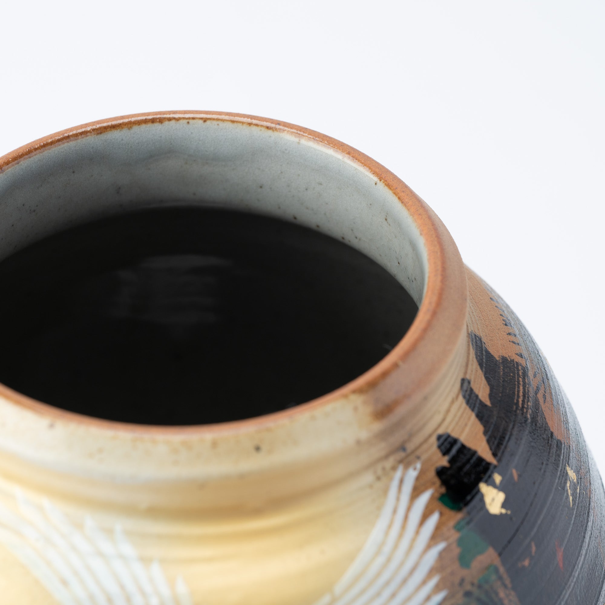 Cranes and Pine Japanese Flower Vase with Stand