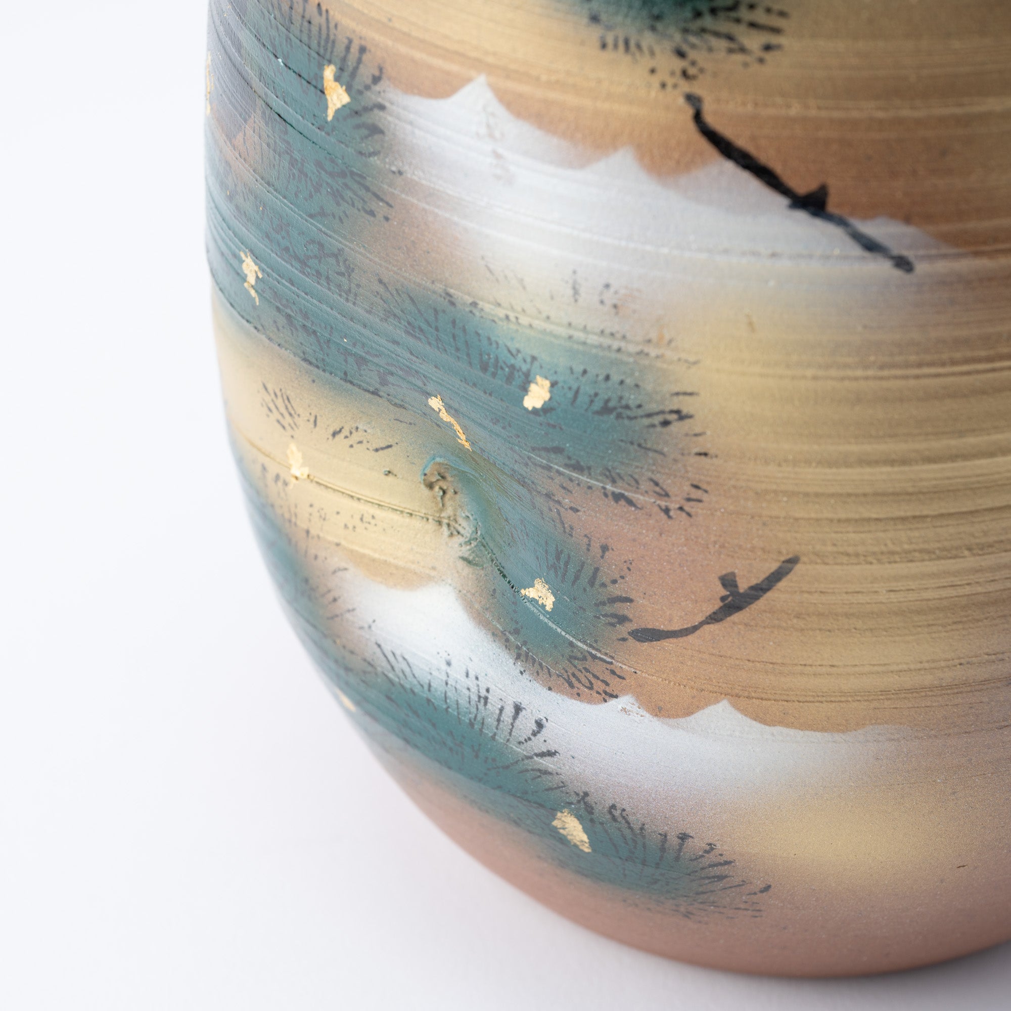 Cranes and Pine Japanese Flower Vase with Stand