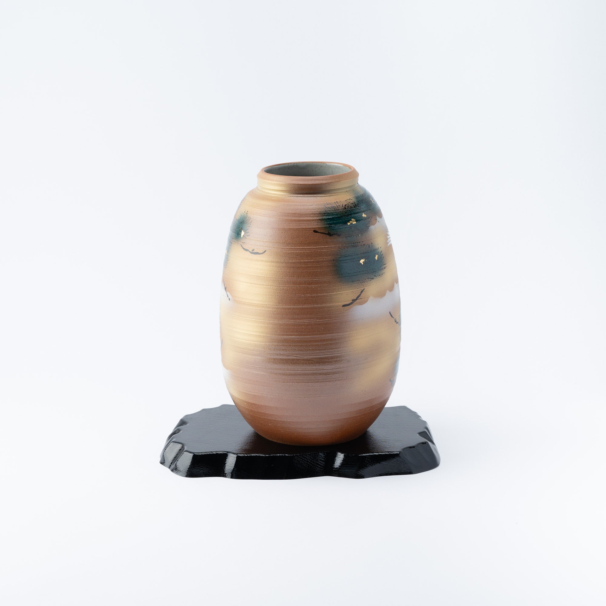 Cranes and Pine Japanese Flower Vase with Stand