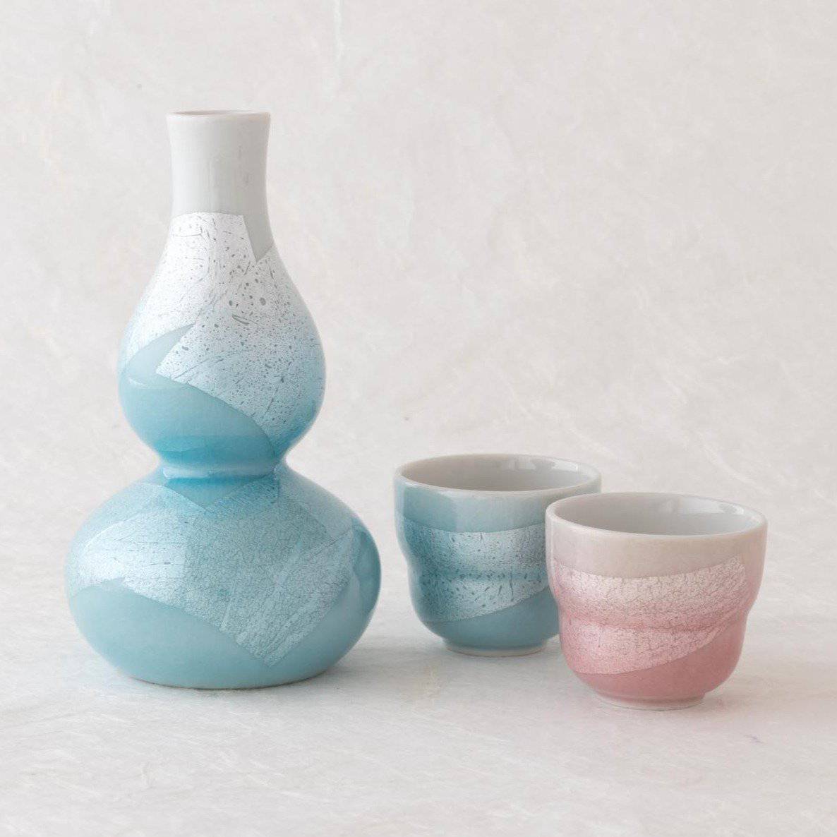 Ginsai Gourd Shaped Kutani Sake Set JAPAN KUTANI SHOP