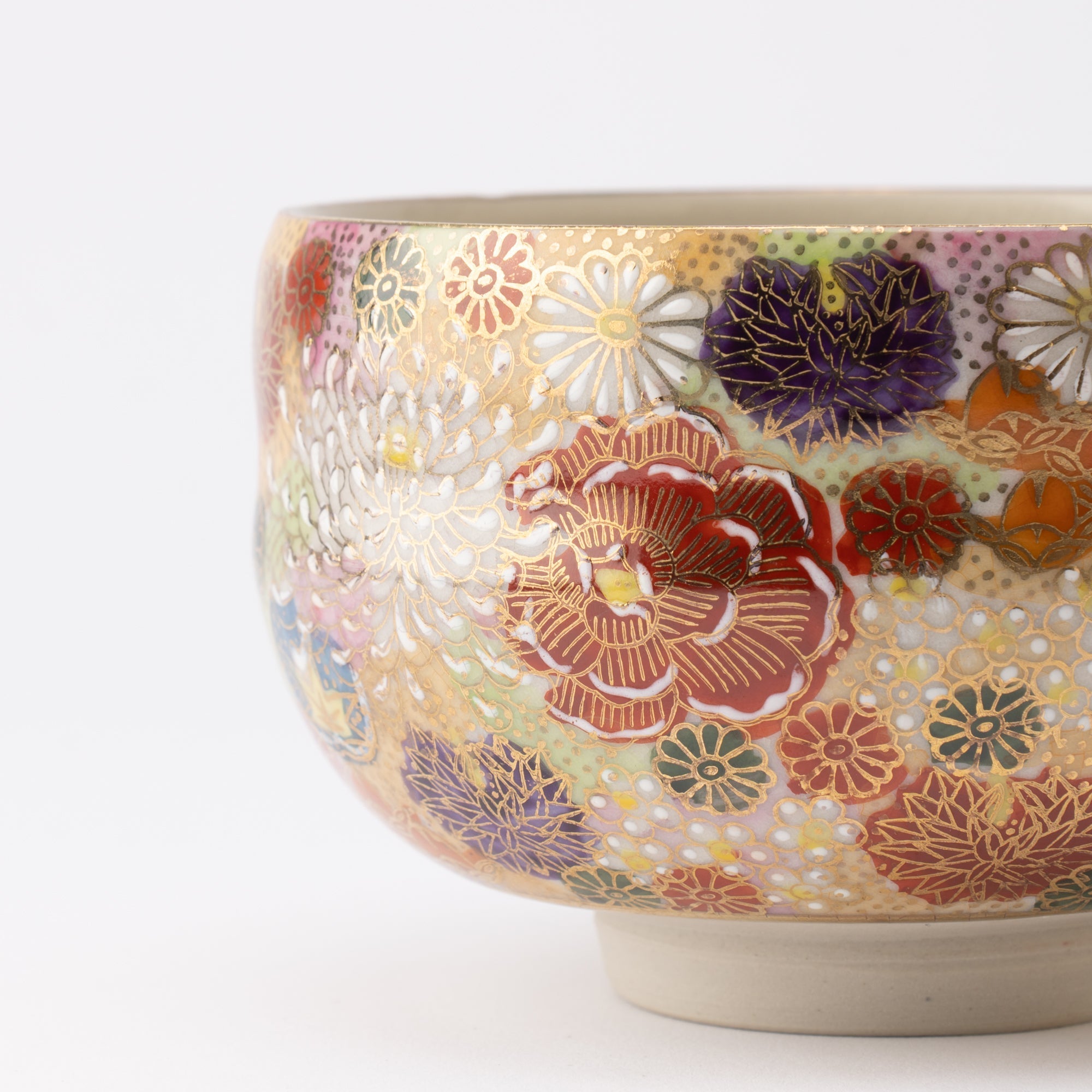 Hanazume Kutani Matcha Bowl Chawan - JAPAN KUTANI SHOP - Japanese Pottery