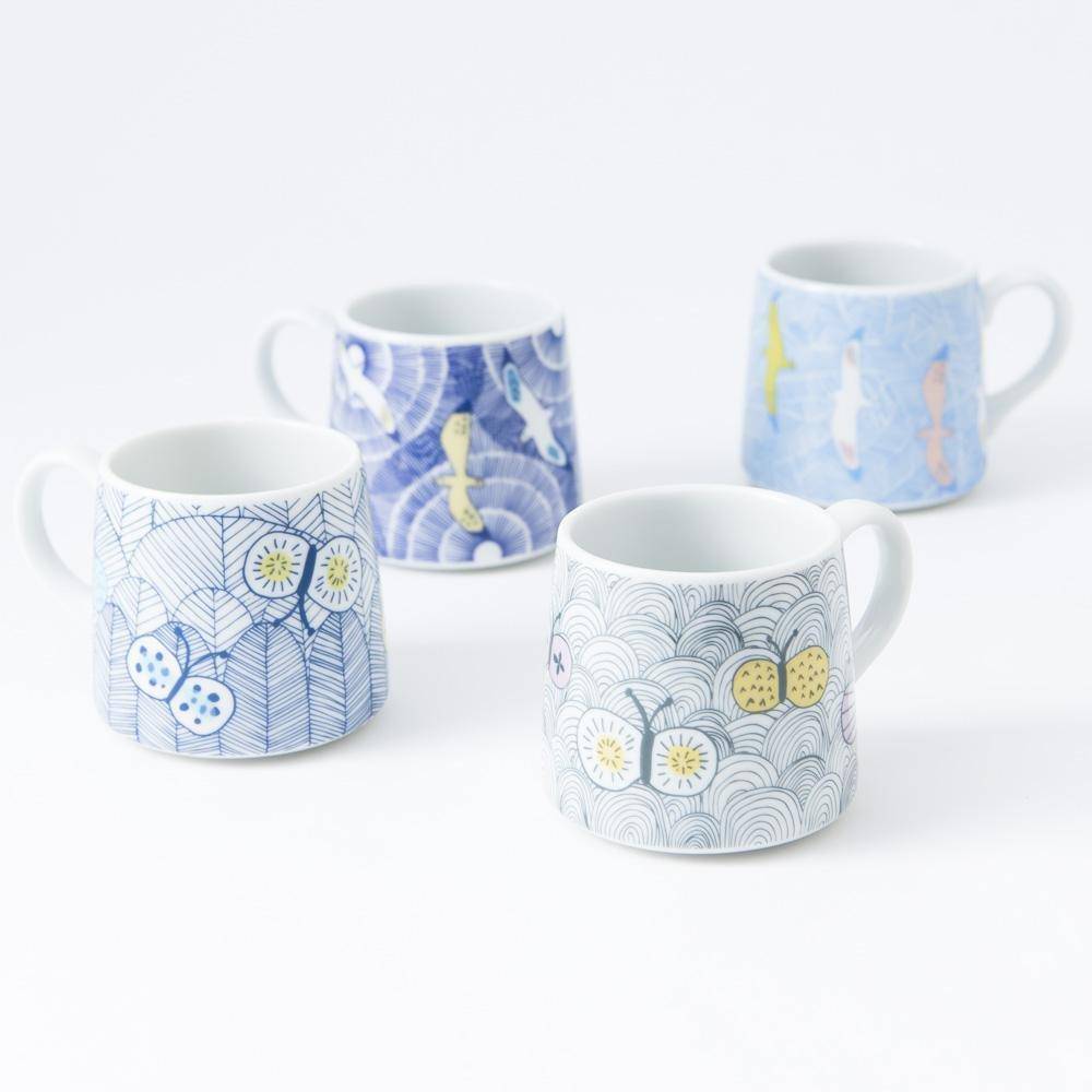 Harekutani Butterfly Kutani Mug - MUSUBI KILN - Handmade Japanese Tableware and Japanese Dinnerware