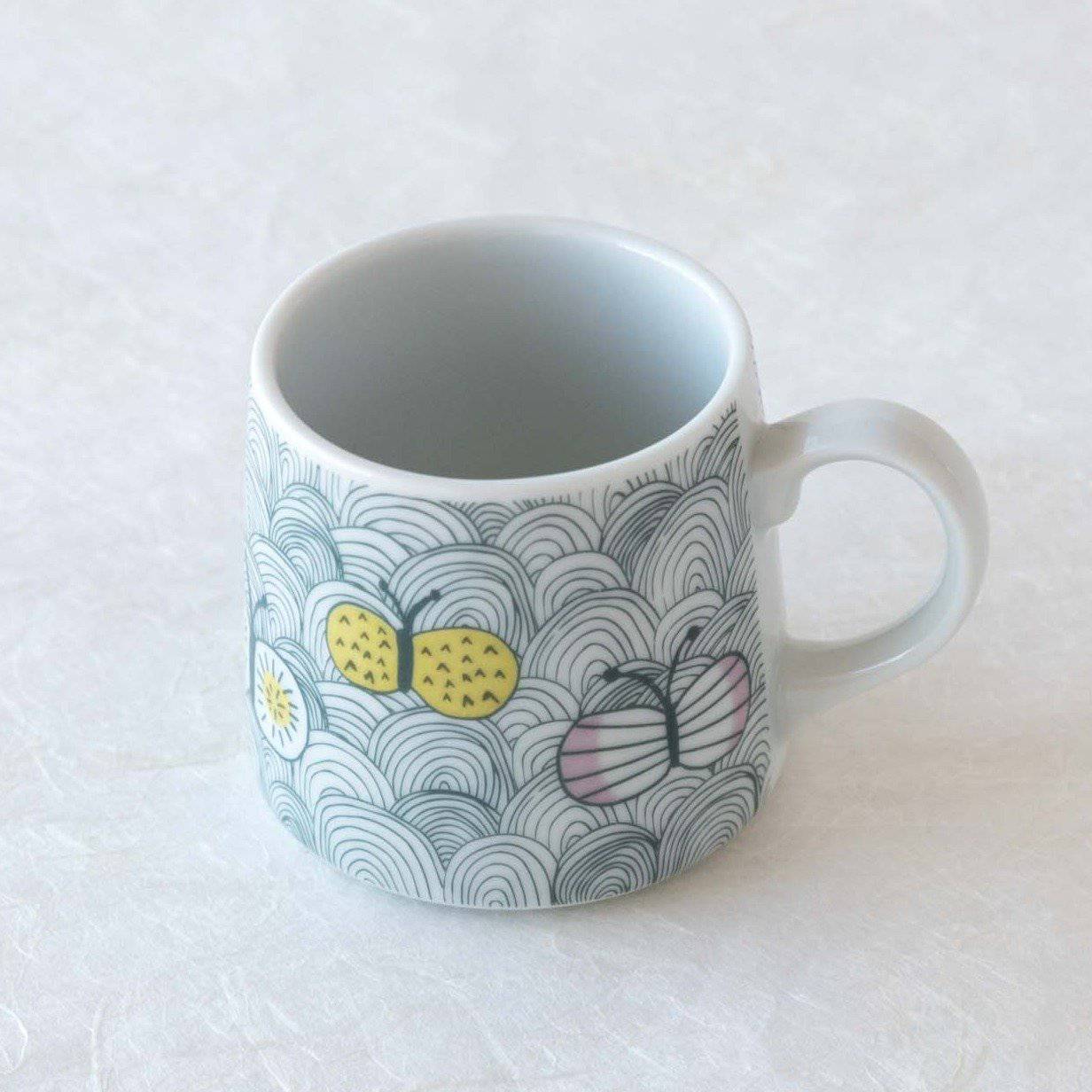 Harekutani Butterfly Kutani Mug - MUSUBI KILN - Handmade Japanese Tableware and Japanese Dinnerware