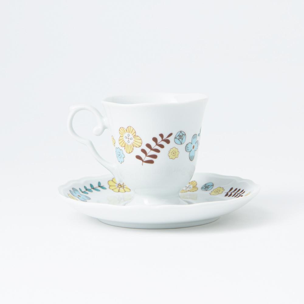 Harekutani Flower and Bird Cup and Saucer - MUSUBI KILN - Handmade Japanese Tableware and Japanese Dinnerware
