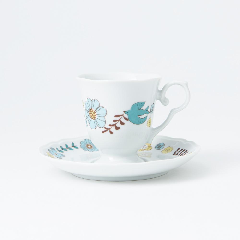 Harekutani Flower and Bird Cup and Saucer - MUSUBI KILN - Handmade Japanese Tableware and Japanese Dinnerware