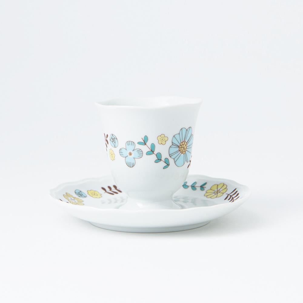 Harekutani Flower and Bird Cup and Saucer - MUSUBI KILN - Handmade Japanese Tableware and Japanese Dinnerware