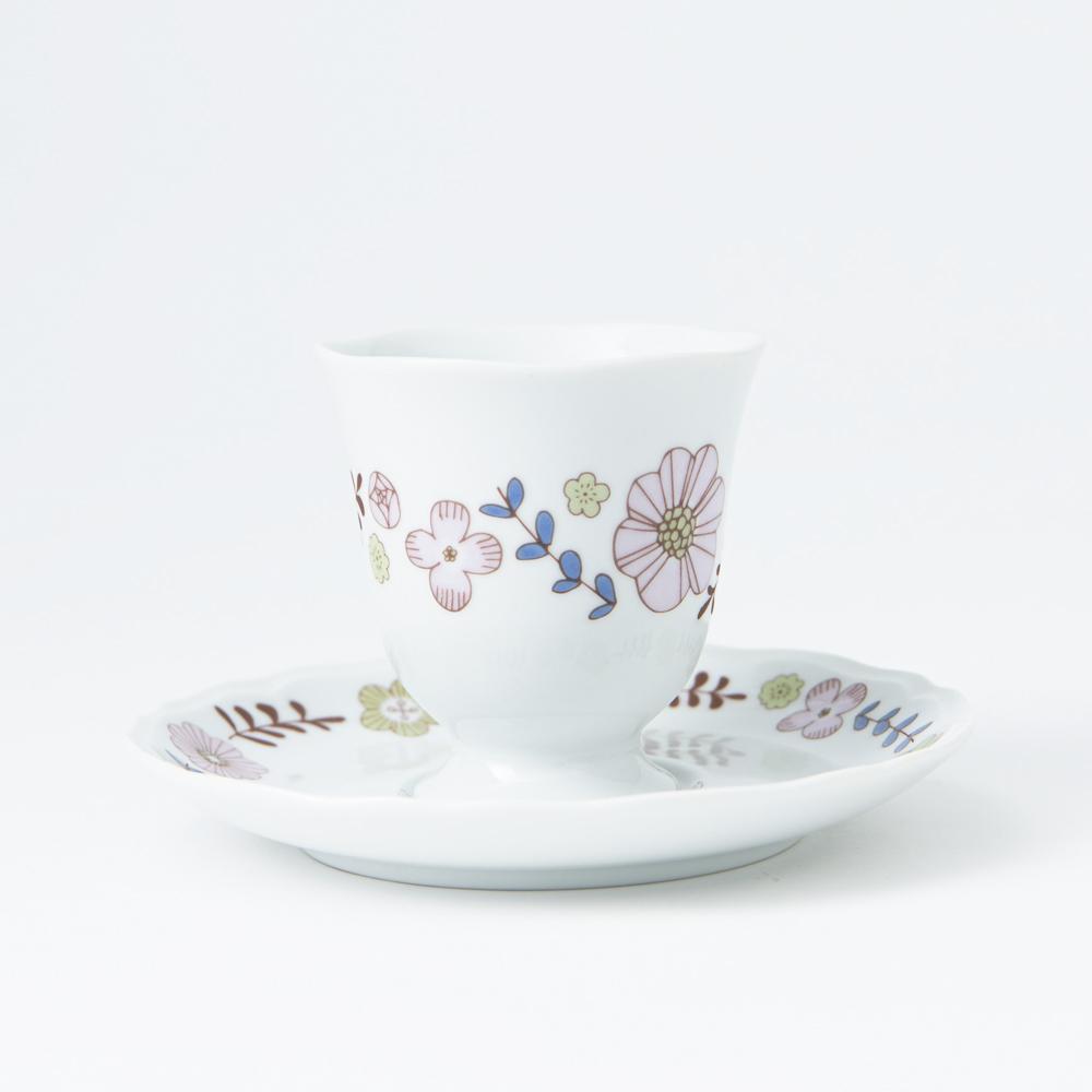 Harekutani Flower and Bird Cup and Saucer - MUSUBI KILN - Handmade Japanese Tableware and Japanese Dinnerware