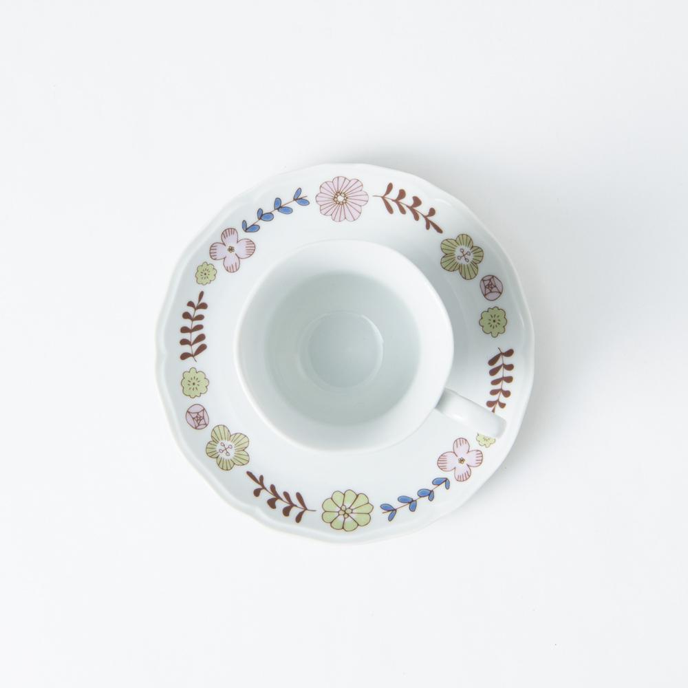 Harekutani Flower and Bird Cup and Saucer - MUSUBI KILN - Handmade Japanese Tableware and Japanese Dinnerware