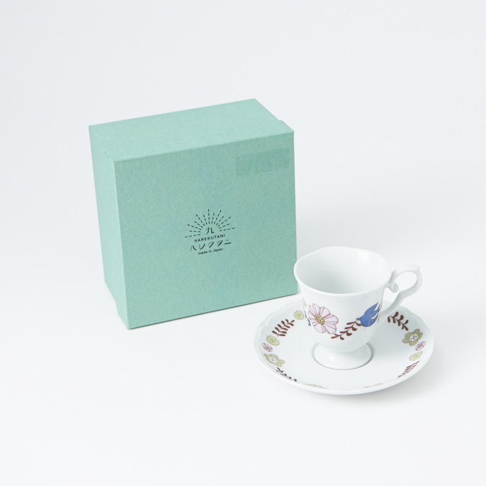 Harekutani Flower and Bird Cup and Saucer - MUSUBI KILN - Handmade Japanese Tableware and Japanese Dinnerware
