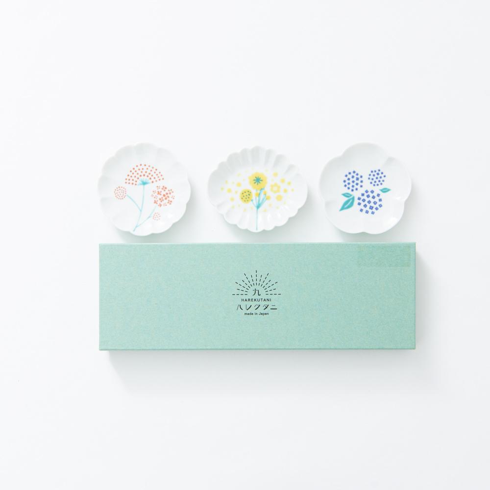 Harekutani Flower Sauce Plate Set - MUSUBI KILN - Handmade Japanese Tableware and Japanese Dinnerware
