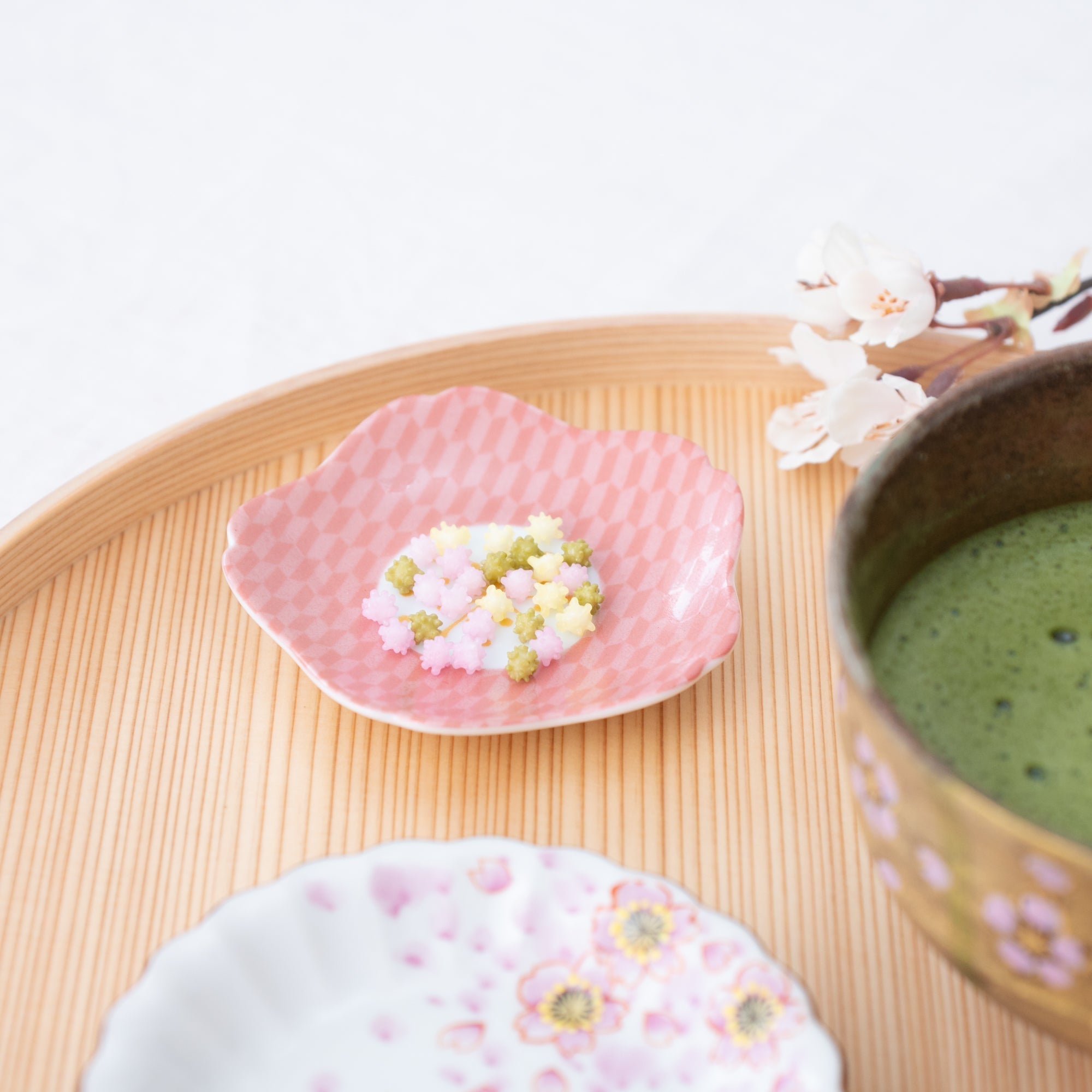 Harekutani Sakura Sauce Plate - MUSUBI KILN - Handmade Japanese Tableware and Japanese Dinnerware