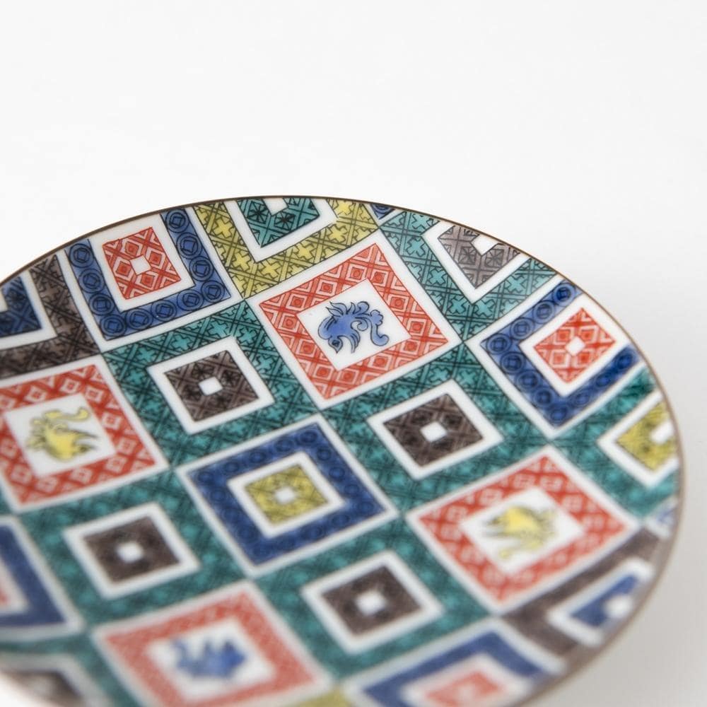 Seikou Kiln Color Tiles Kutani Sauce Plate - MUSUBI KILN - Handmade Japanese Tableware and Japanese Dinnerware