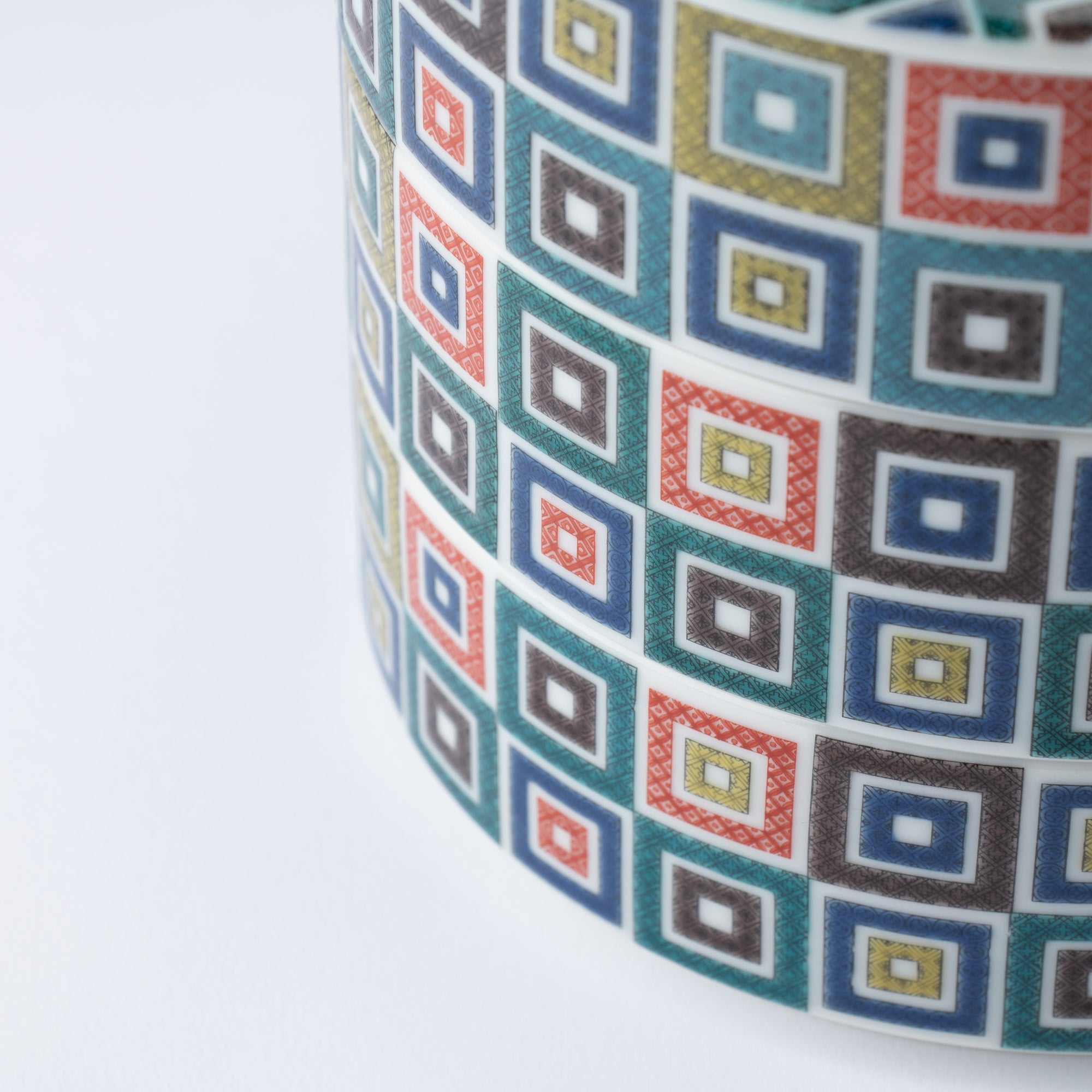 Seikou Kiln Color Tiles Kutani Three Tiers Jubako Bento Box - MUSUBI KILN - Quality Japanese Tableware and Gift