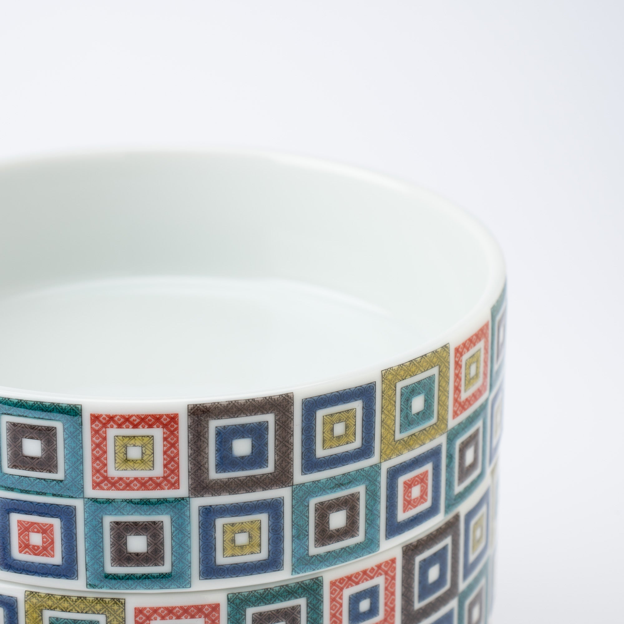 Seikou Kiln Color Tiles Kutani Three Tiers Jubako Bento Box - MUSUBI KILN - Quality Japanese Tableware and Gift