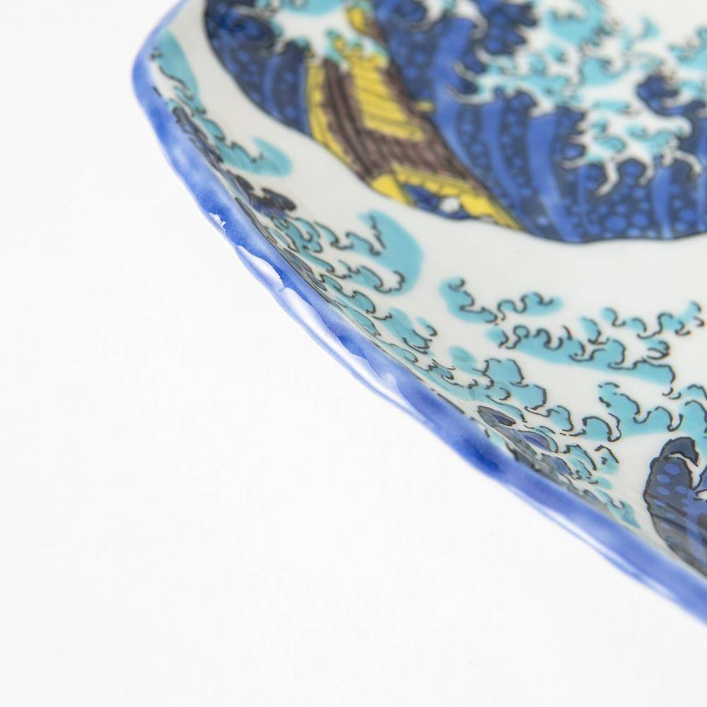 Seikou Kiln Hokusai Wave Kutani Rectangle Plate - MUSUBI KILN - Handmade Japanese Tableware and Japanese Dinnerware