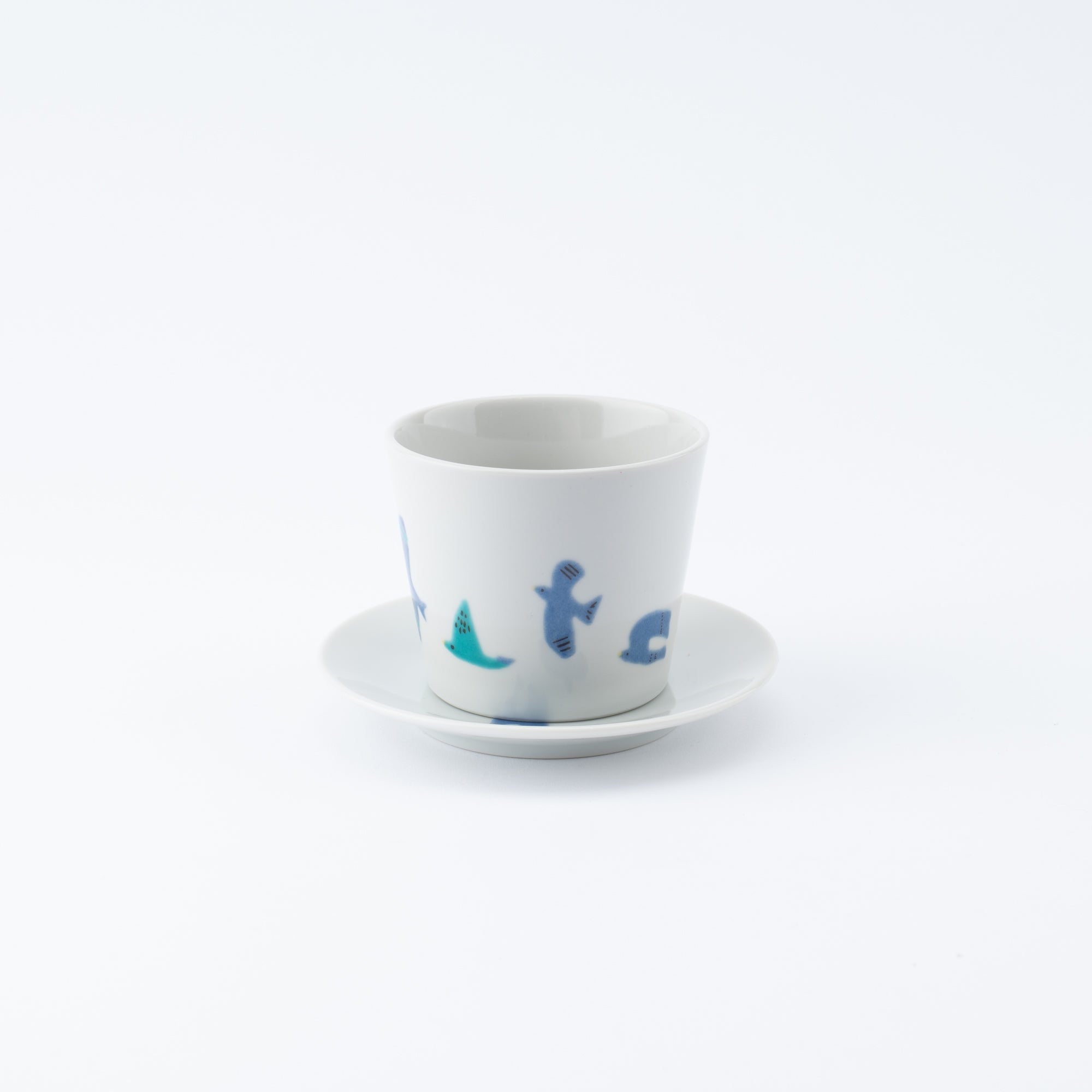 Playful Blue Japanese Cup & Saucer