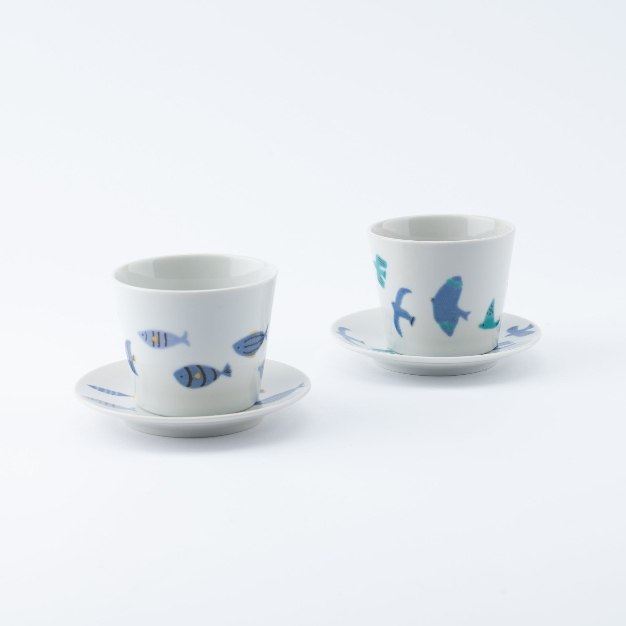 Playful Blue Japanese Cup & Saucer