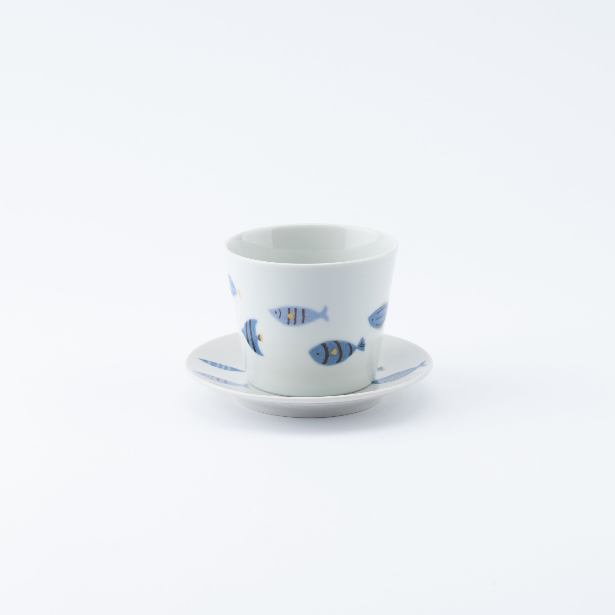 Playful Blue Japanese Cup & Saucer