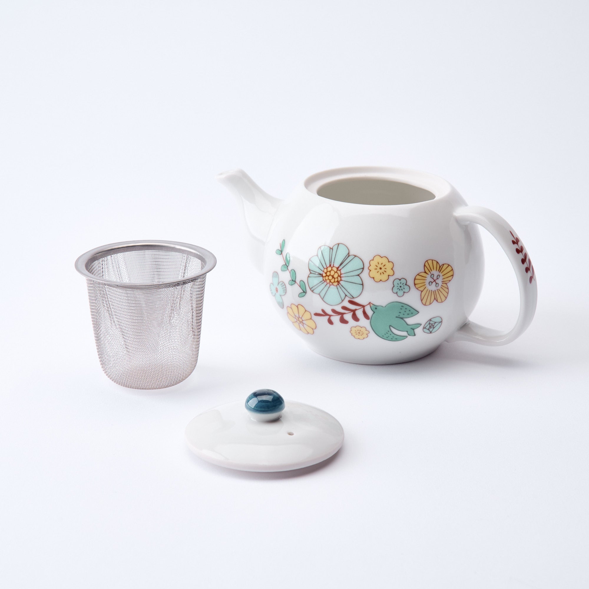 Bird and Blooms Japanese Teapot