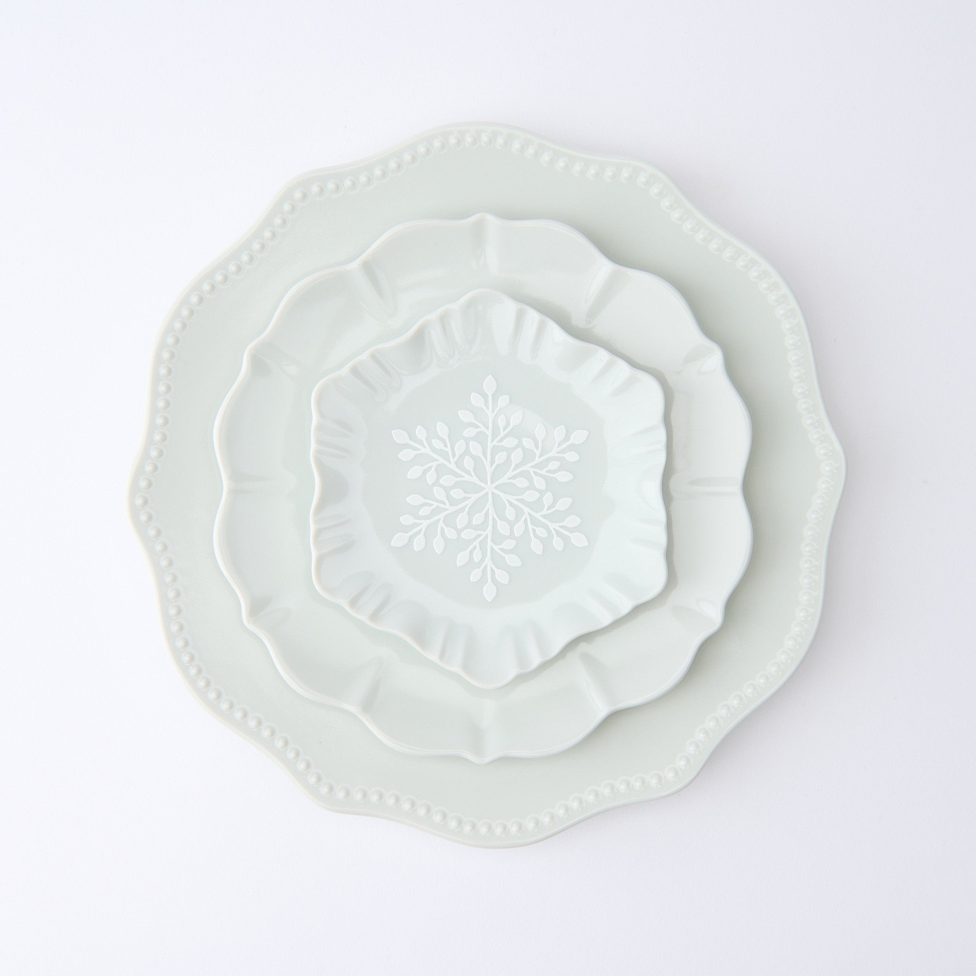 White Snow Crystal Plate Set