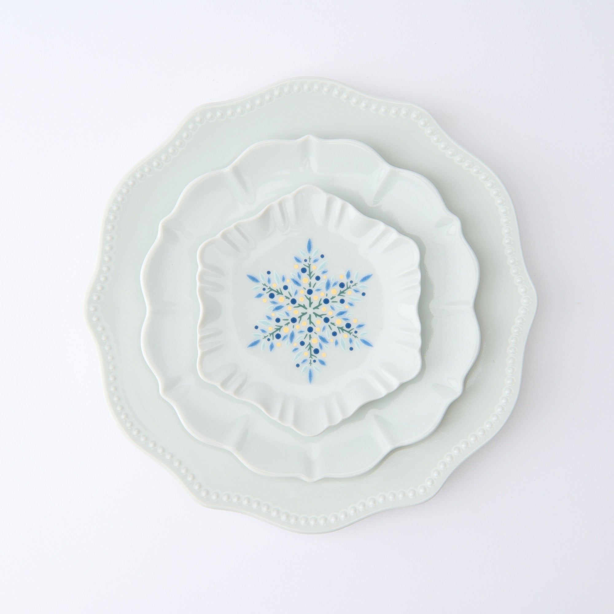 Blue Snow Crystal Plate Set