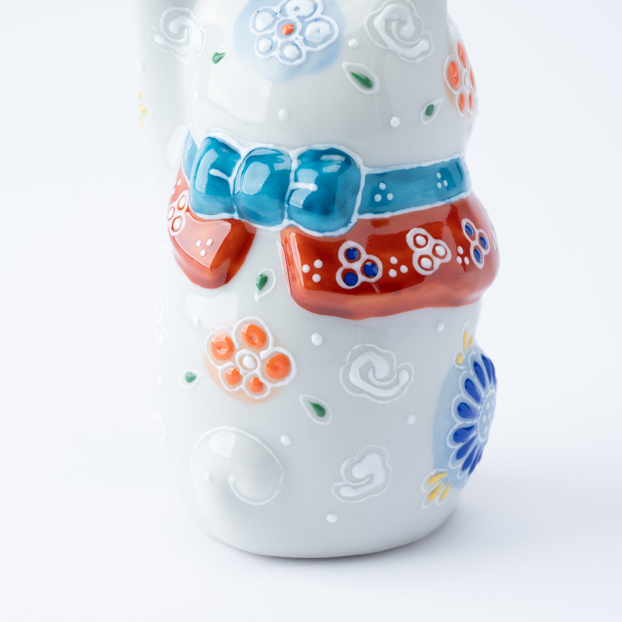 3.3号招き猫 白盛花 - JAPAN KUTANI SHOP