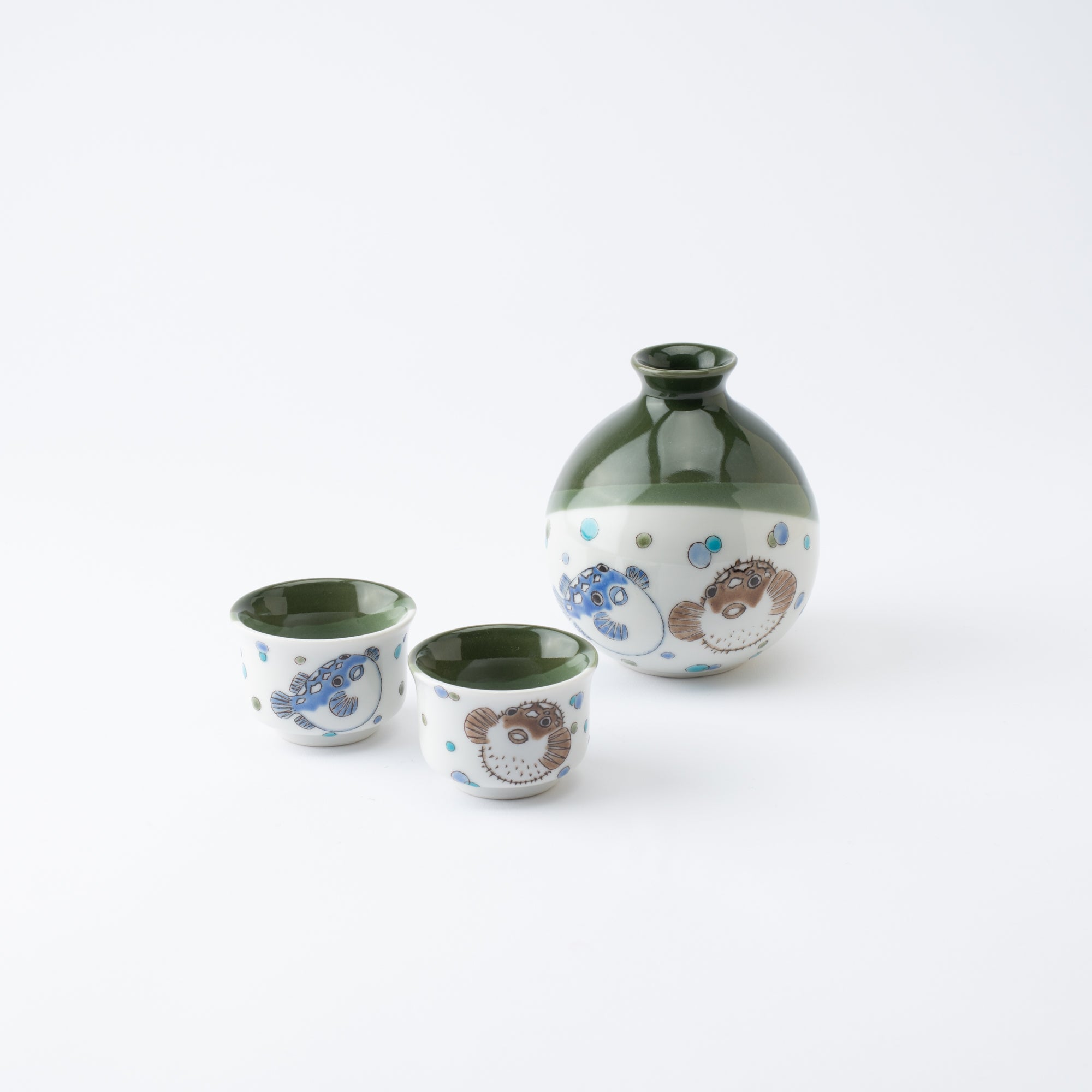 Puffer Fish Sake Set with Tray