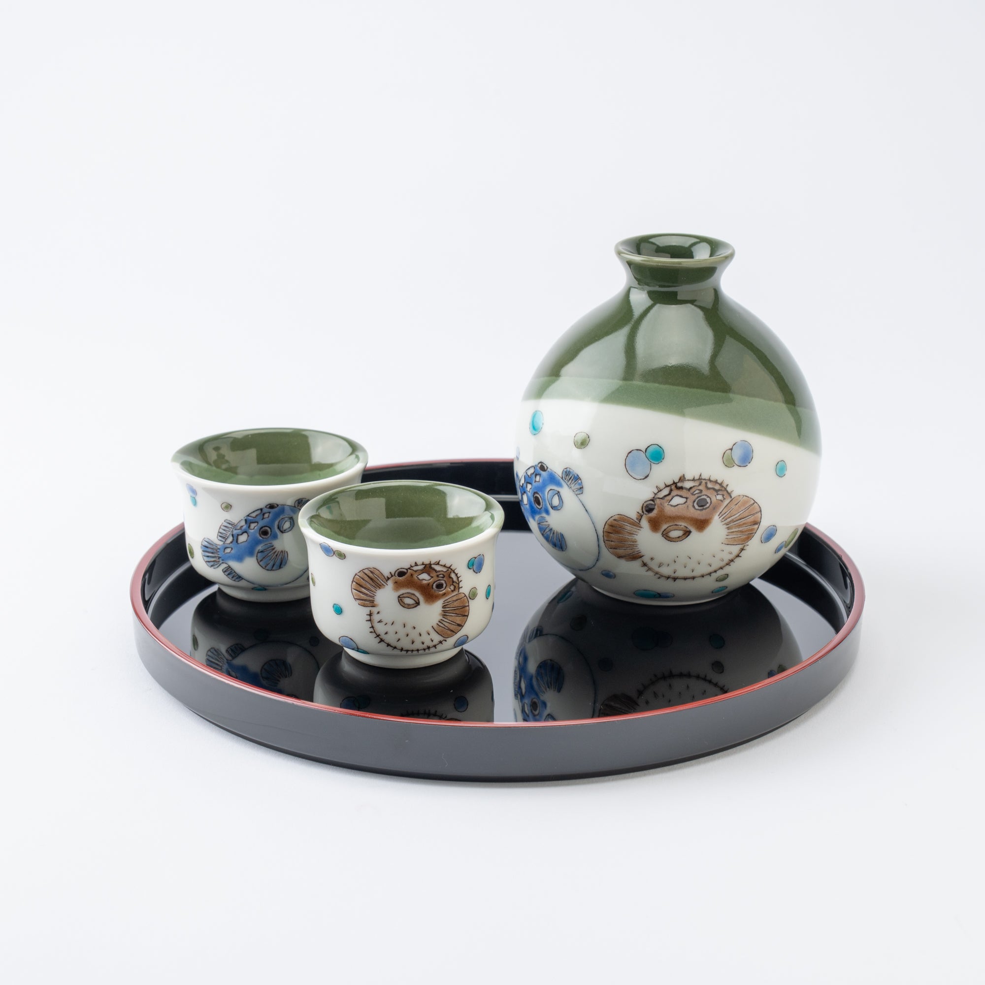Puffer Fish Sake Set with Tray