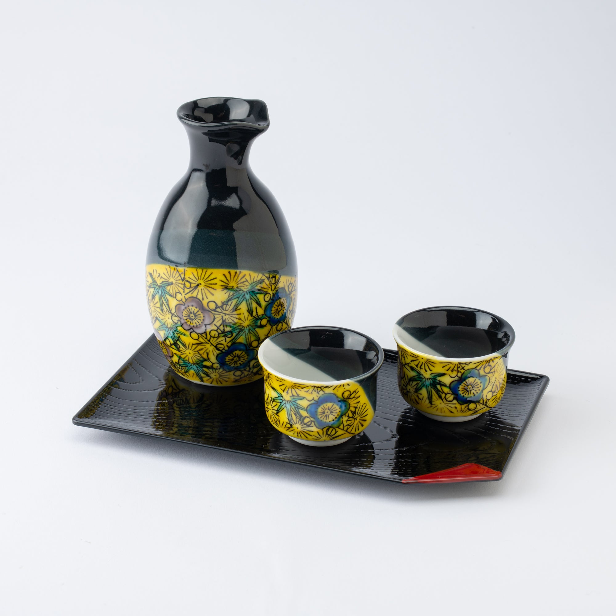 Pine, Bamboo, and Plum Sake Set with Tray