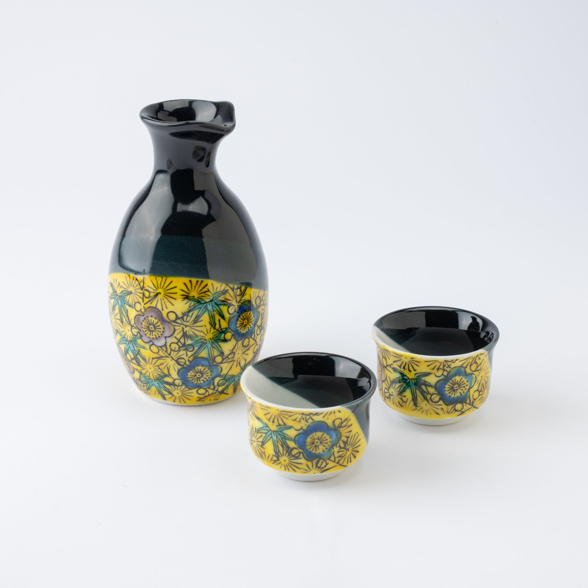 Pine, Bamboo, and Plum Sake Set with Tray