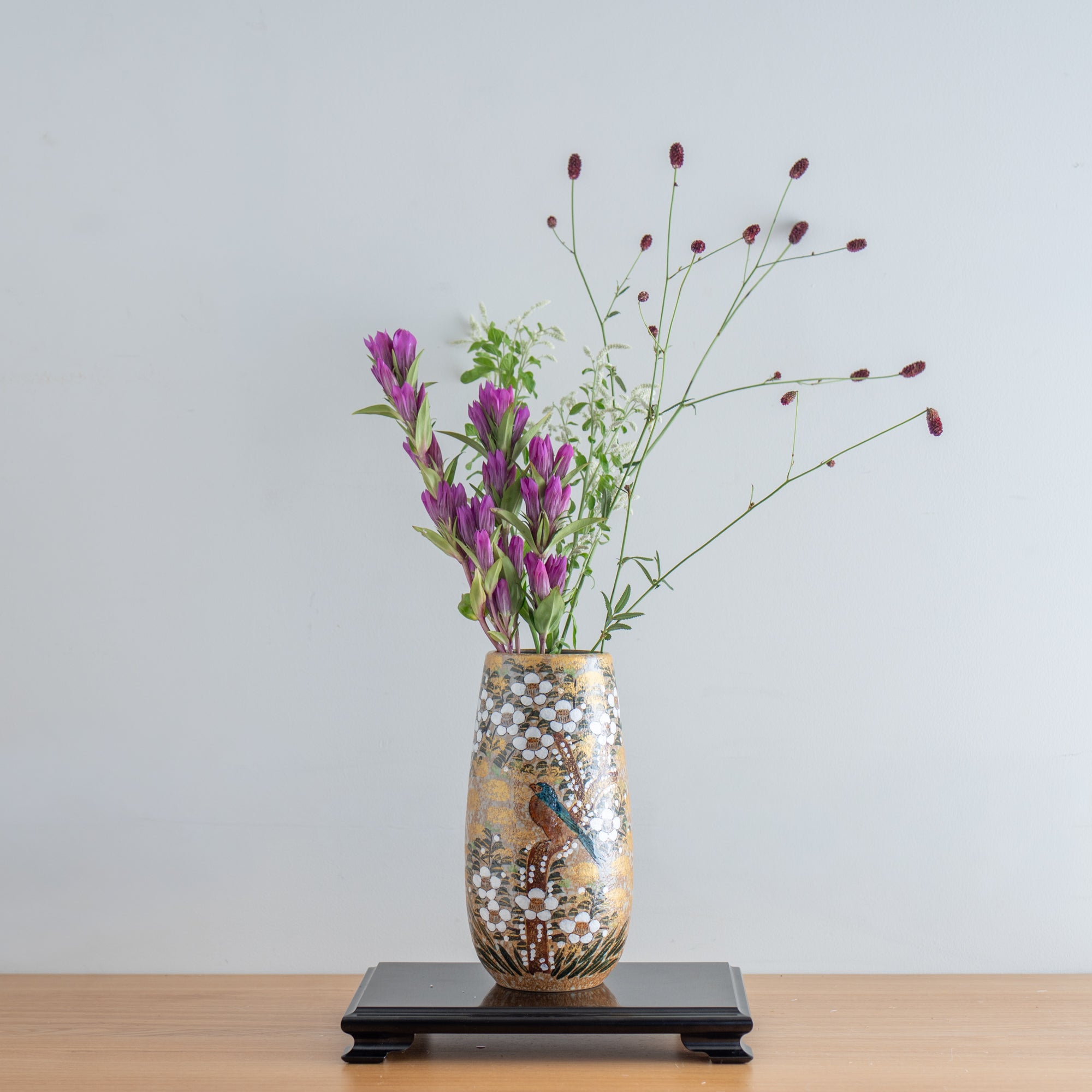 Bird in Sakura Season Japanese Flower Vase