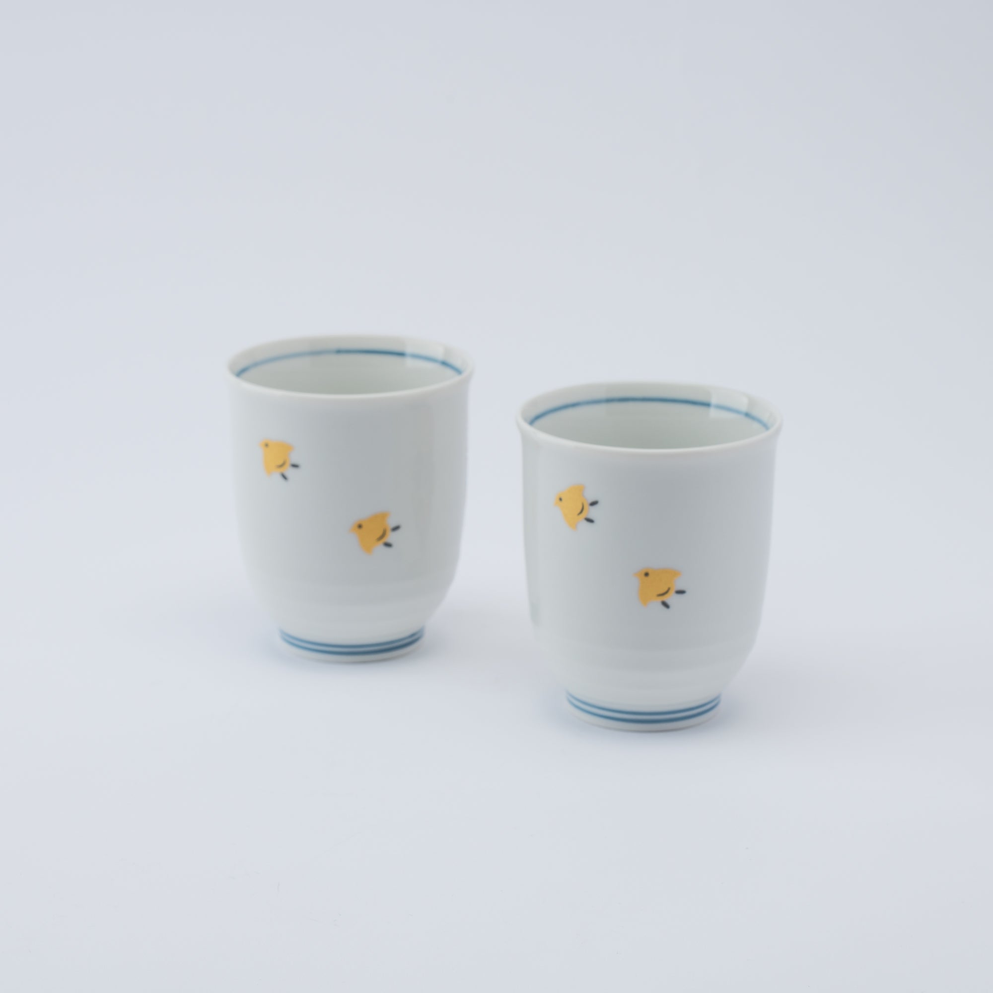 Waves and Birds Yunomi Japanese Teacup Pair