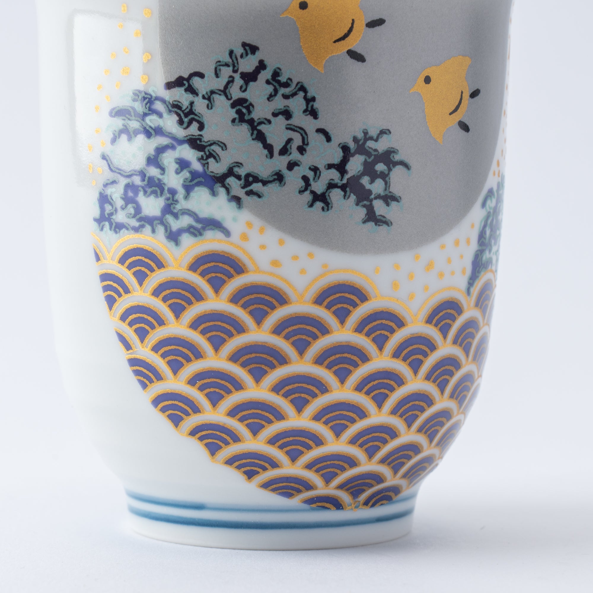 Waves and Birds Yunomi Japanese Teacup Pair