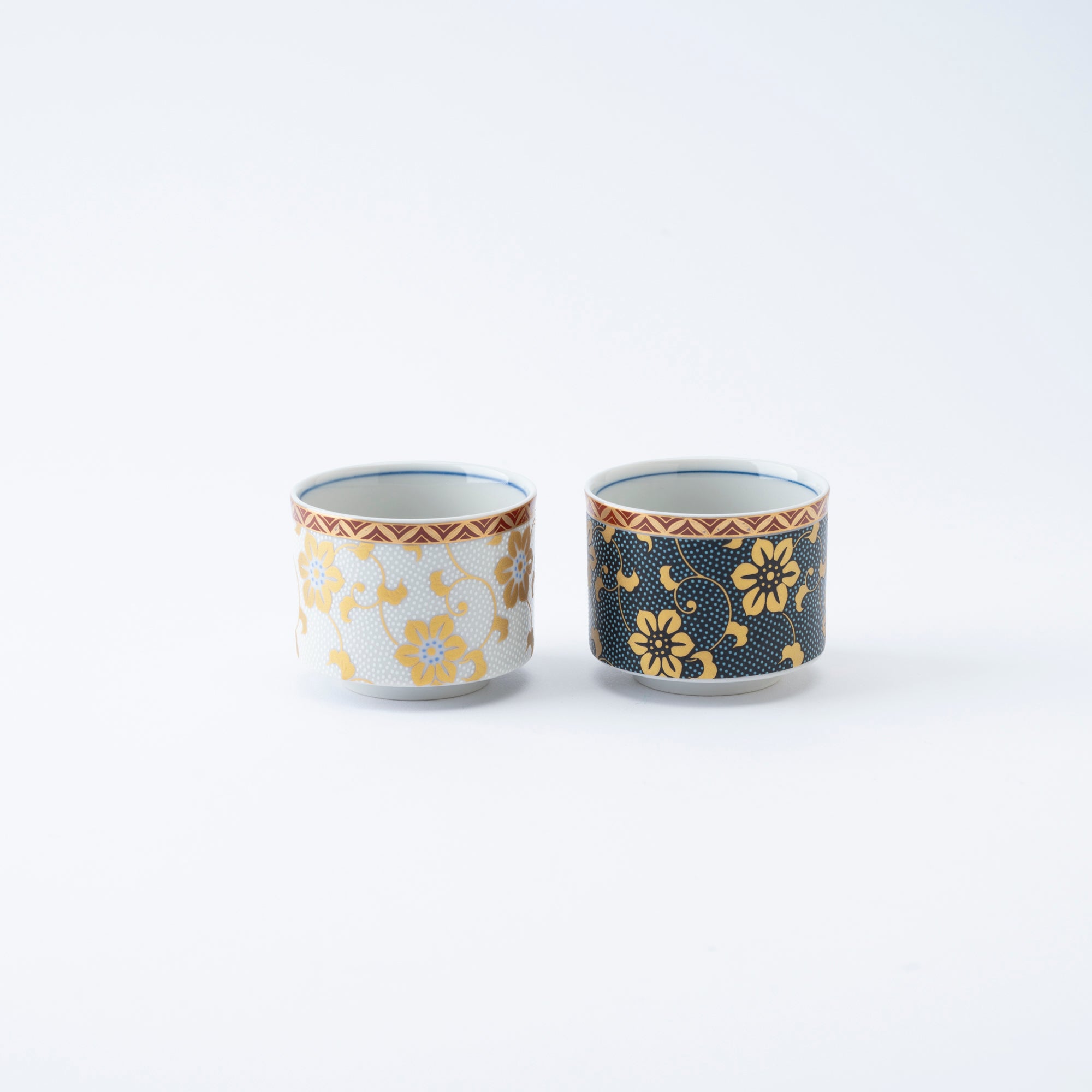 Gold Clematis Chibu Sake Cup Pair - JAPAN KUTANI SHOP