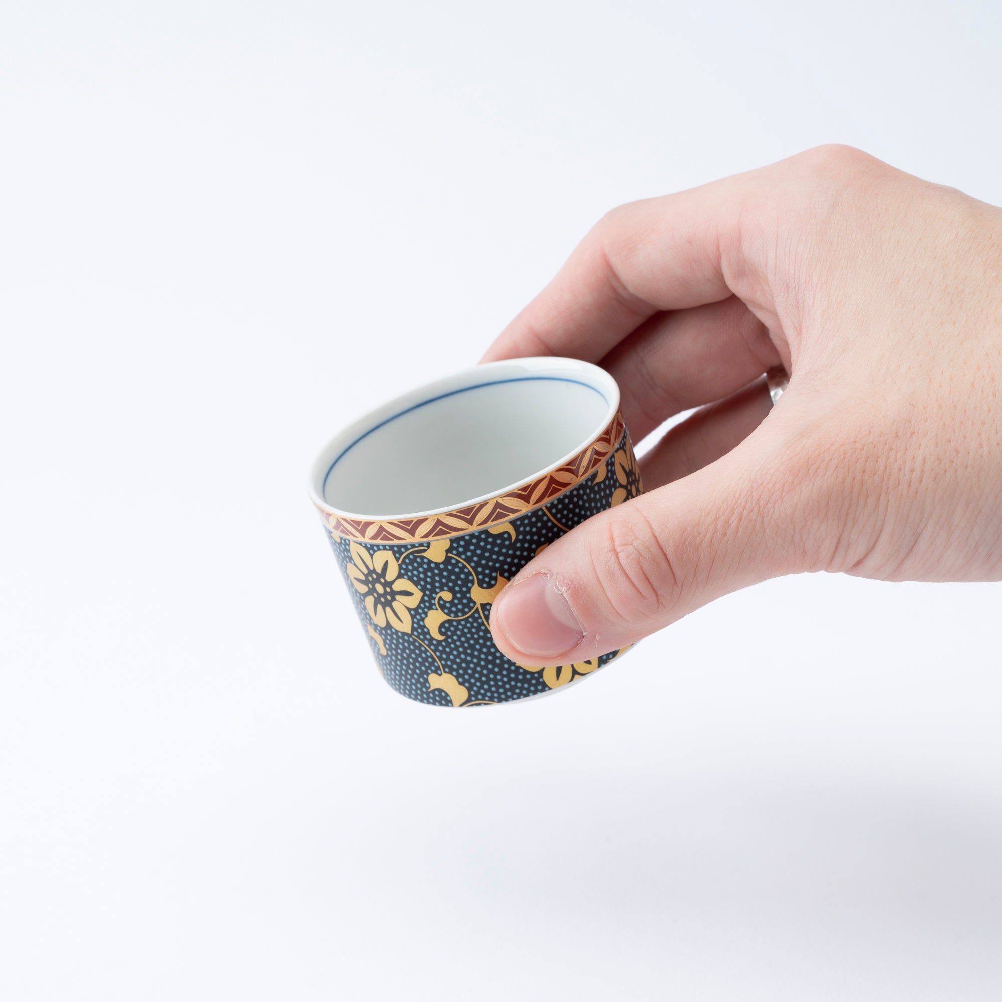 Gold Clematis Chibu Sake Cup Pair - JAPAN KUTANI SHOP