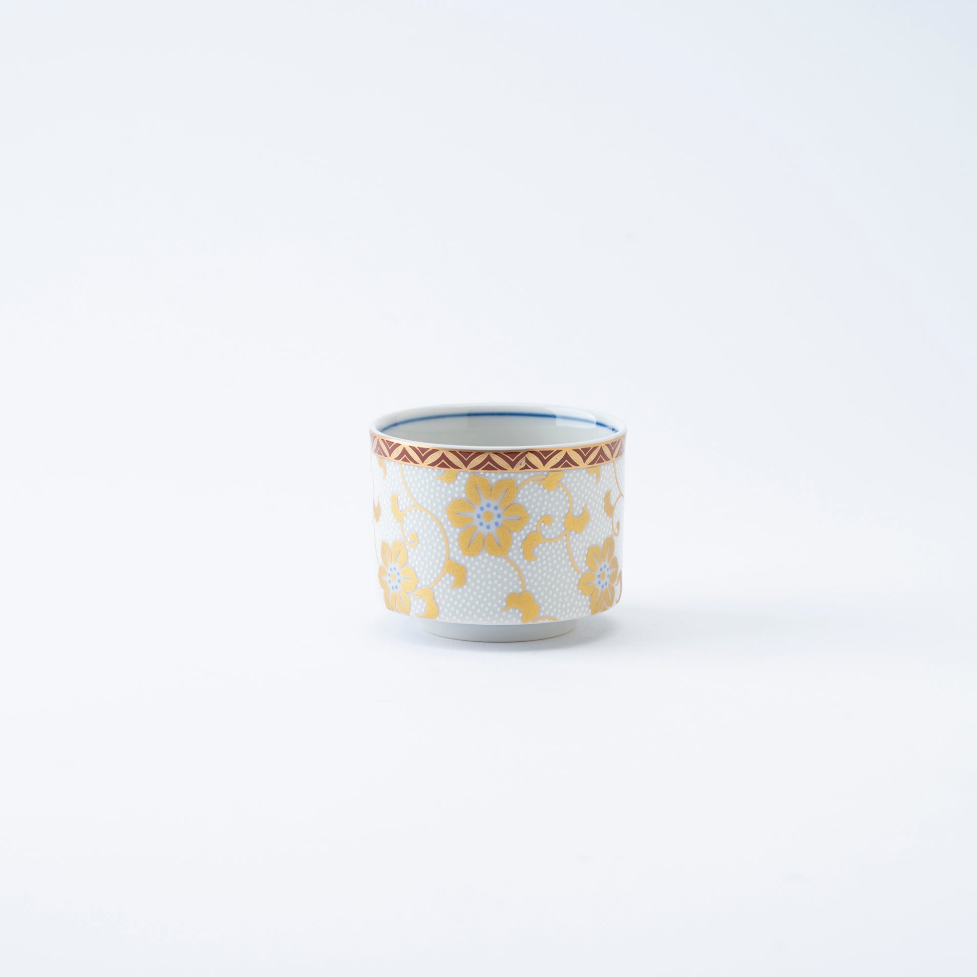 Gold Clematis Chibu Sake Cup Pair - JAPAN KUTANI SHOP