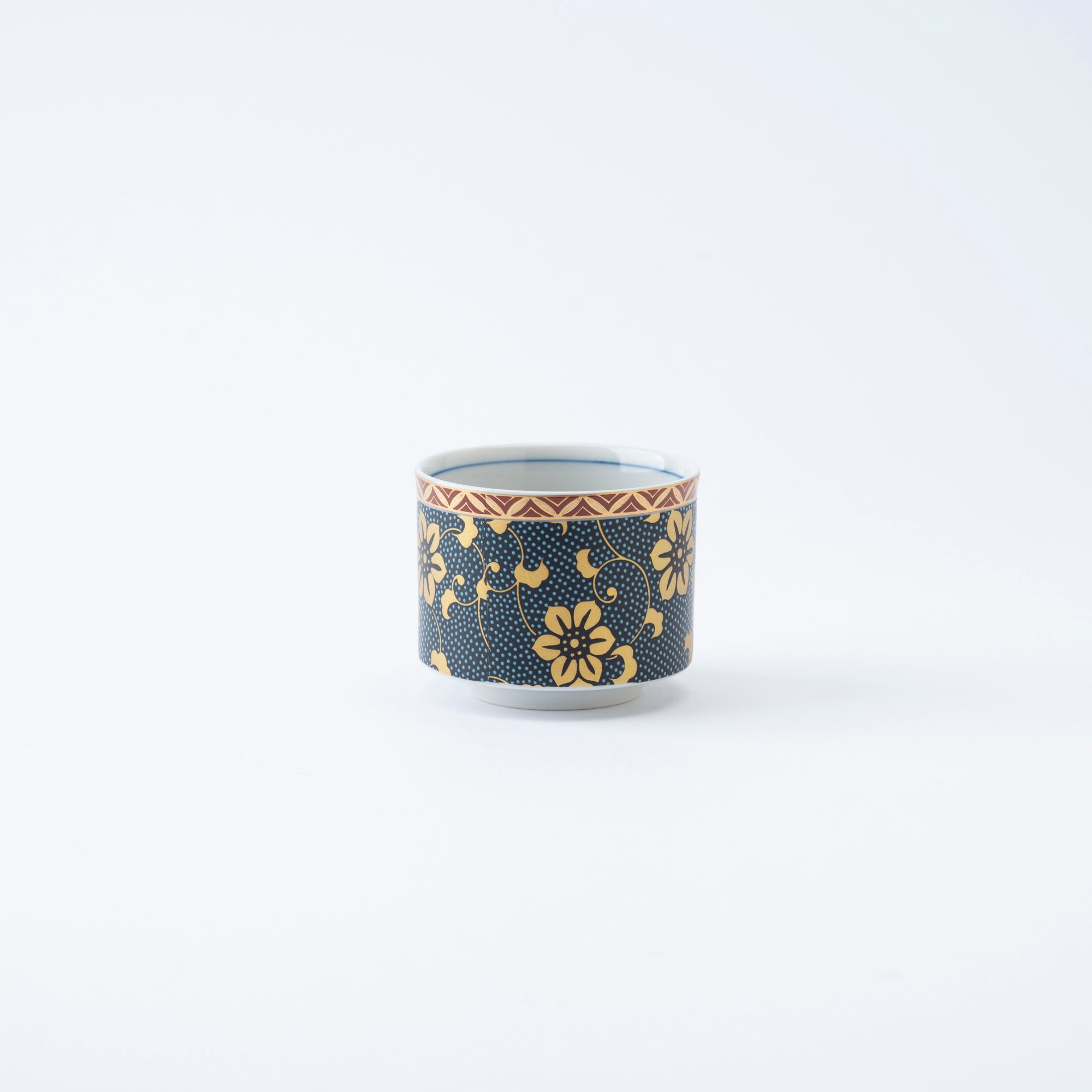 Gold Clematis Chibu Sake Cup Pair - JAPAN KUTANI SHOP