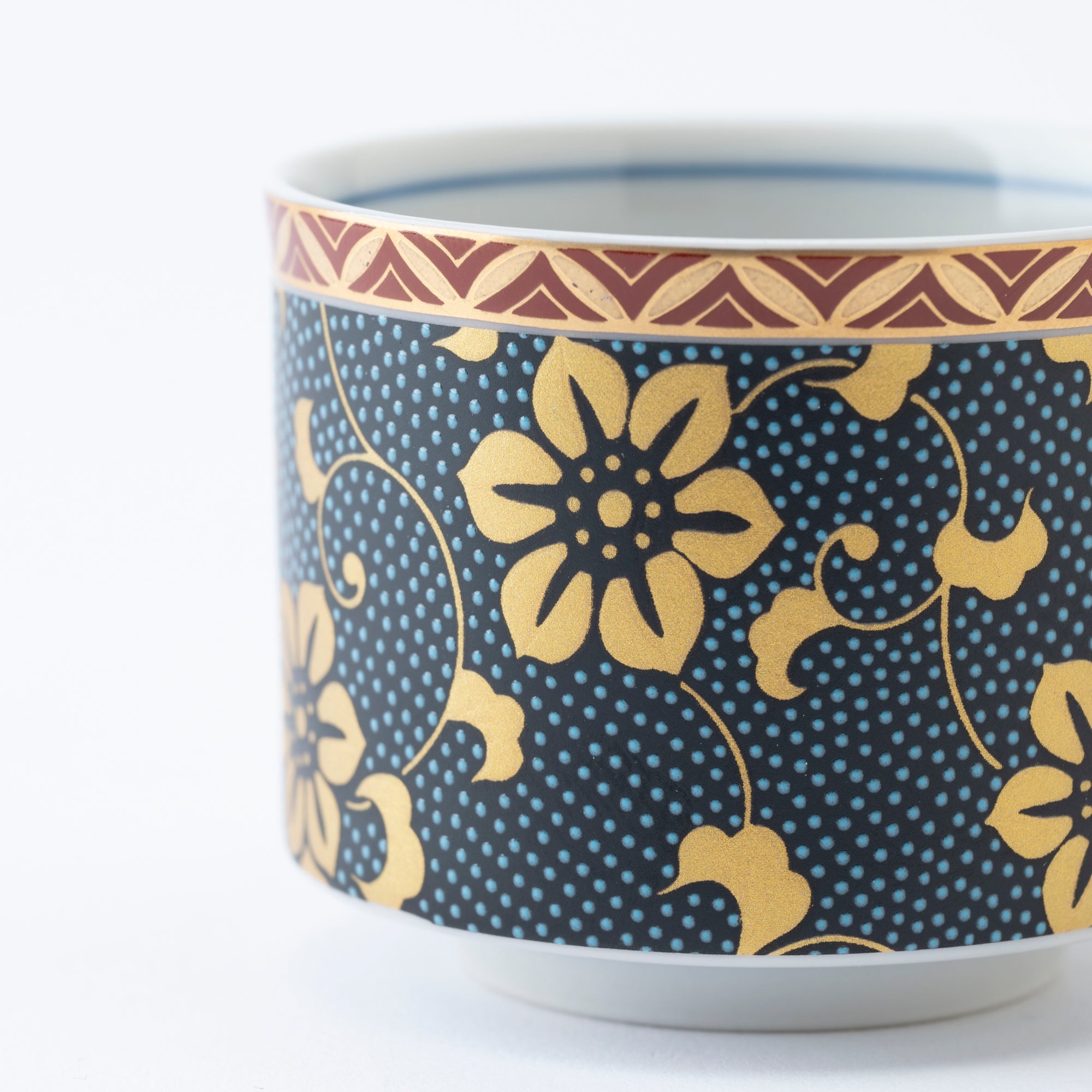 Gold Clematis Chibu Sake Cup Pair - JAPAN KUTANI SHOP