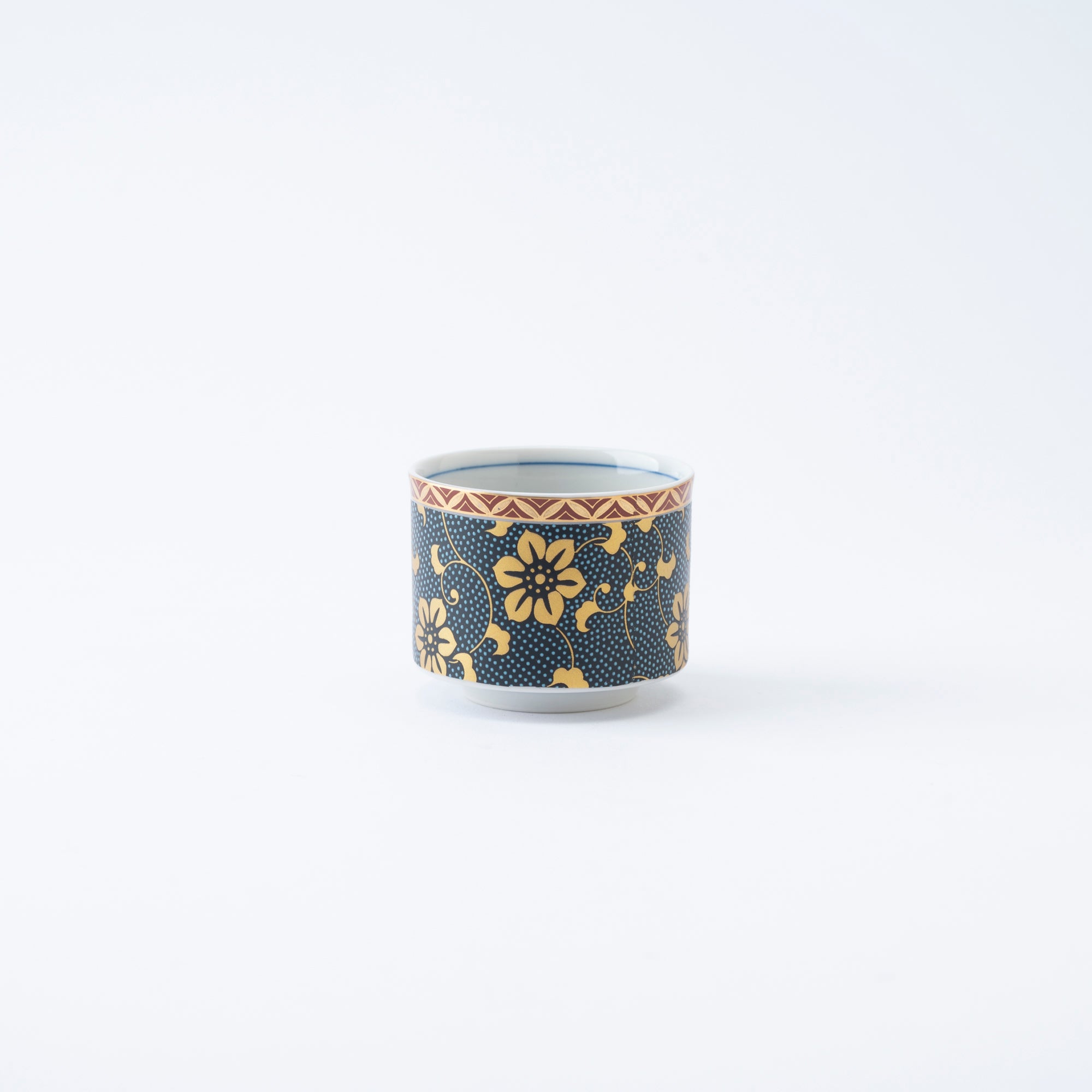 Gold Clematis Chibu Sake Cup Pair - JAPAN KUTANI SHOP