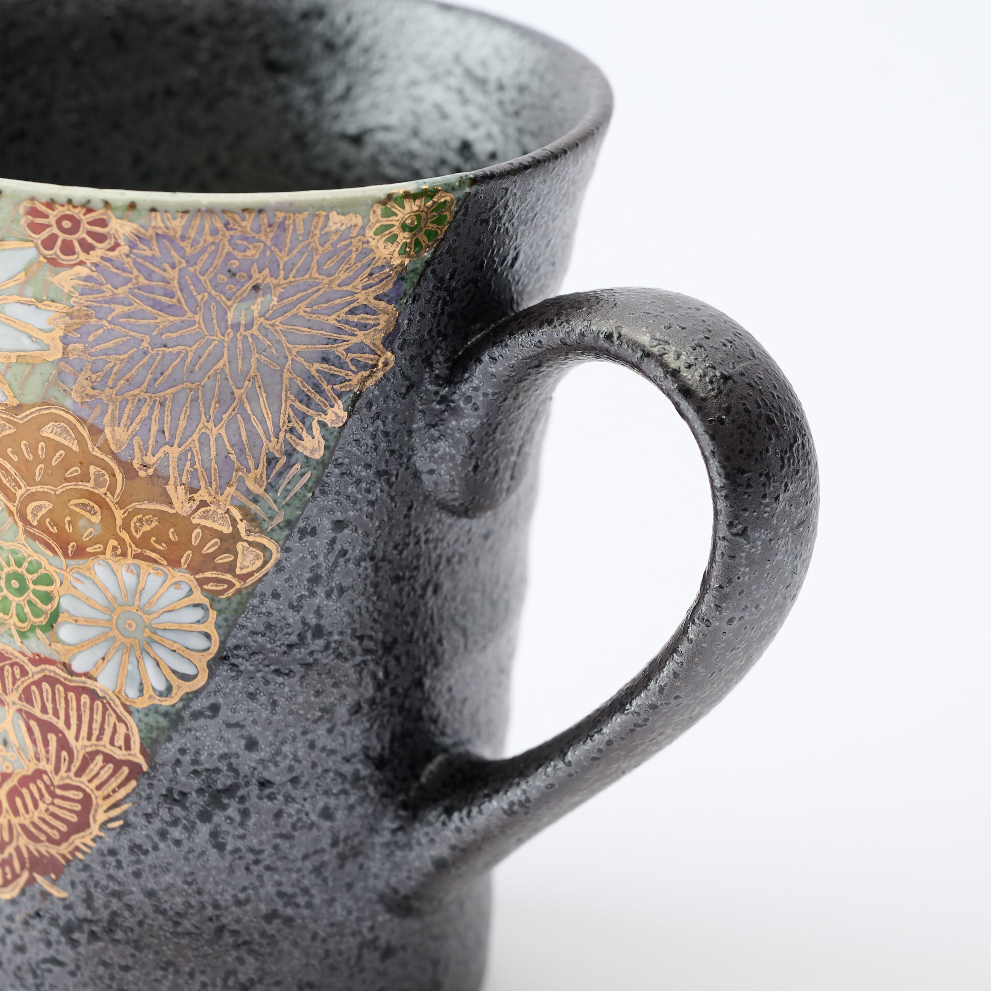 Hanazume on Black Mug Pair - JAPAN KUTANI SHOP