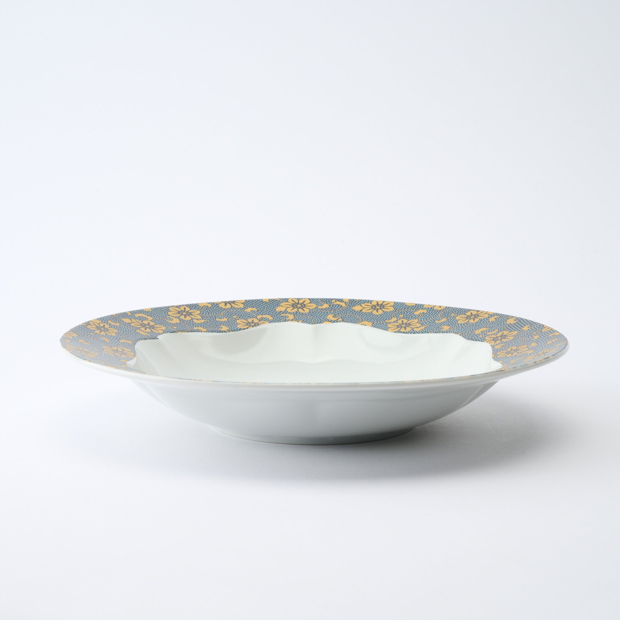 Golden Clematis Aochibu Deep Dinner Plate - JAPAN KUTANI SHOP