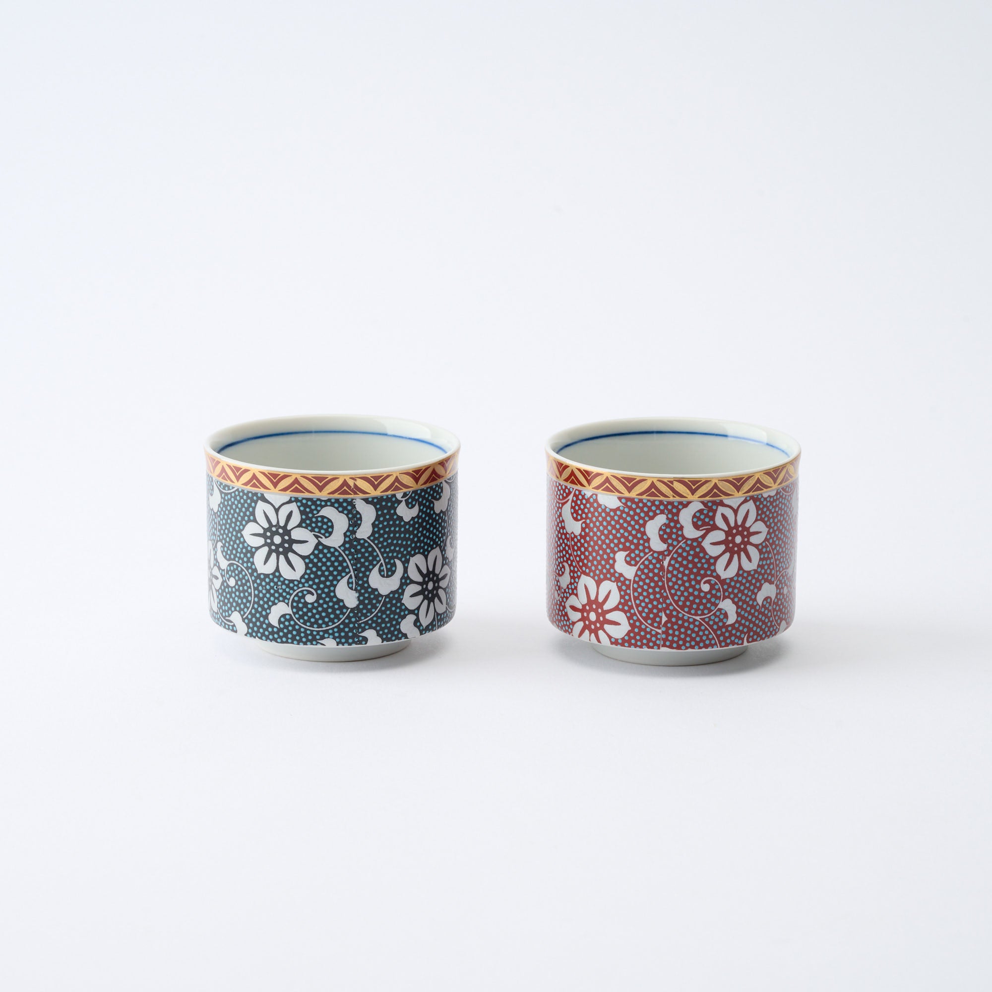 Silver Clematis Aochibu Sake Cup Pair - JAPAN KUTANI SHOP