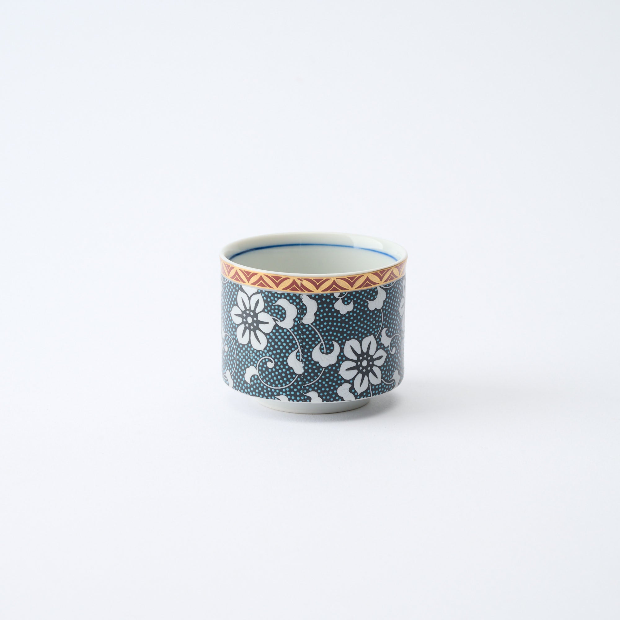 Silver Clematis Aochibu Sake Cup Pair - JAPAN KUTANI SHOP