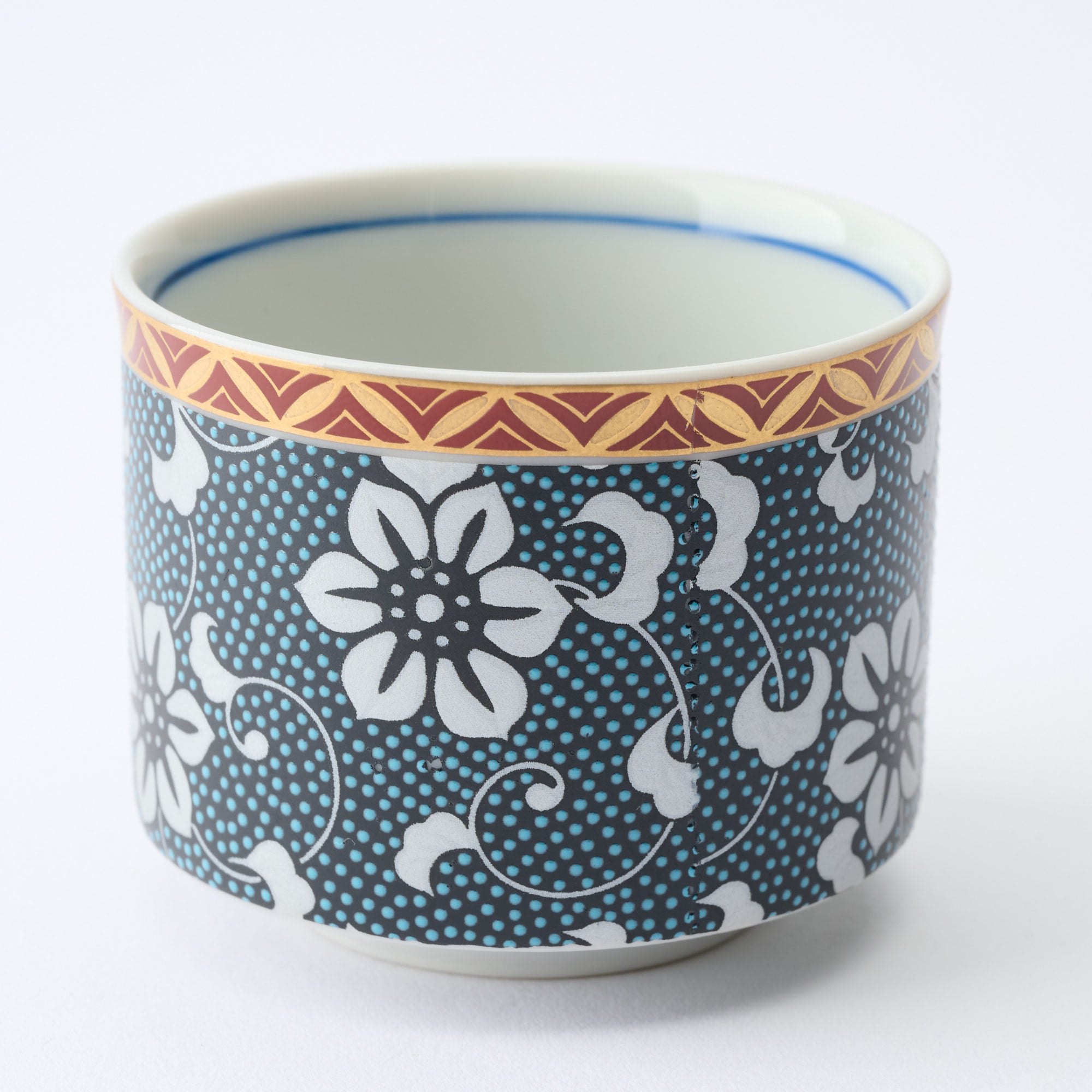 Silver Clematis Aochibu Sake Cup Pair - JAPAN KUTANI SHOP