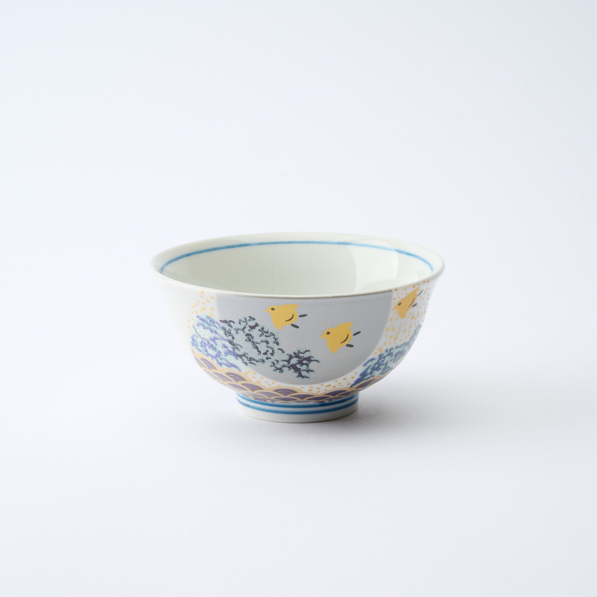 Waves and Birds Japanese Rice Bowl Pair - JAPAN KUTANI SHOP