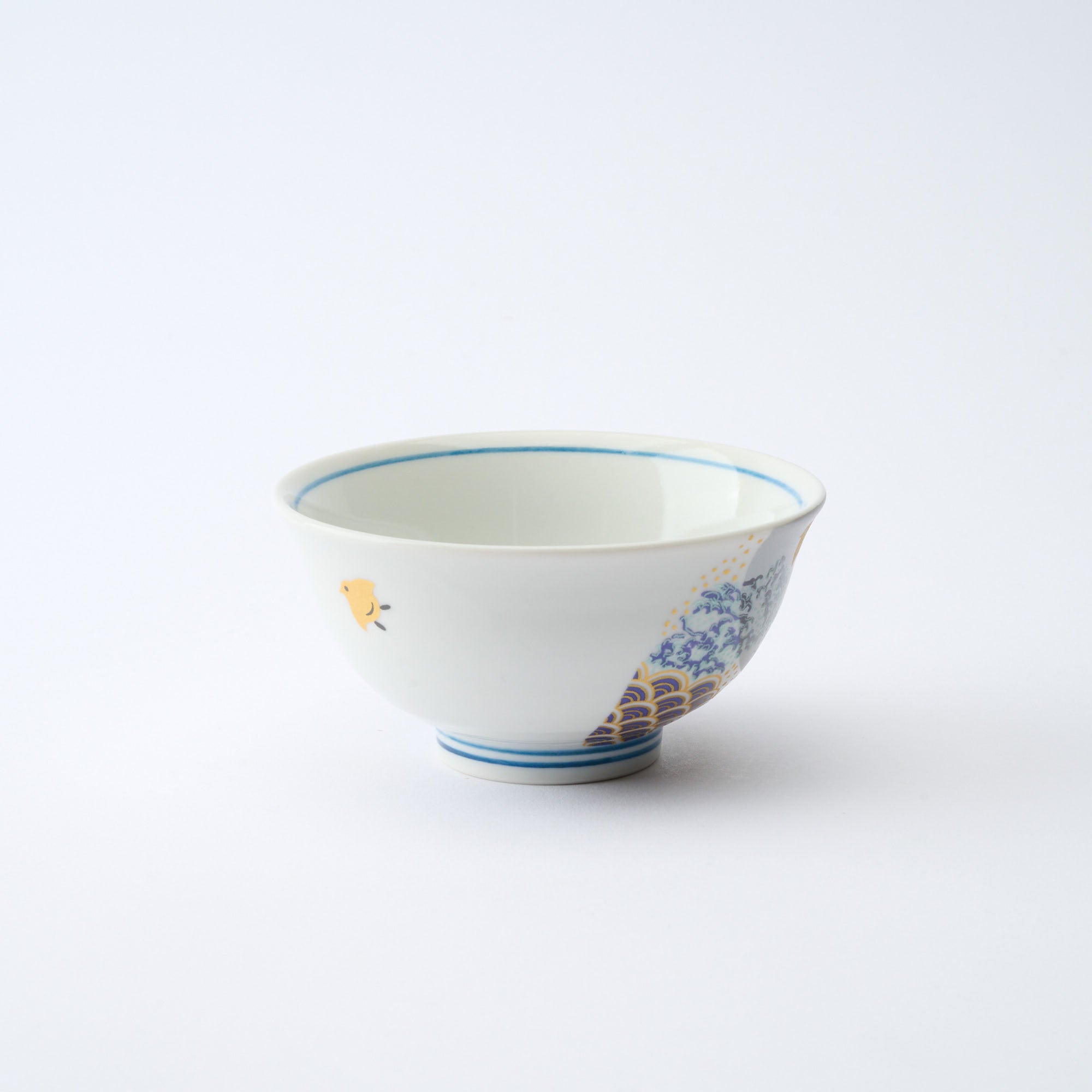 Waves and Birds Japanese Rice Bowl Pair - JAPAN KUTANI SHOP